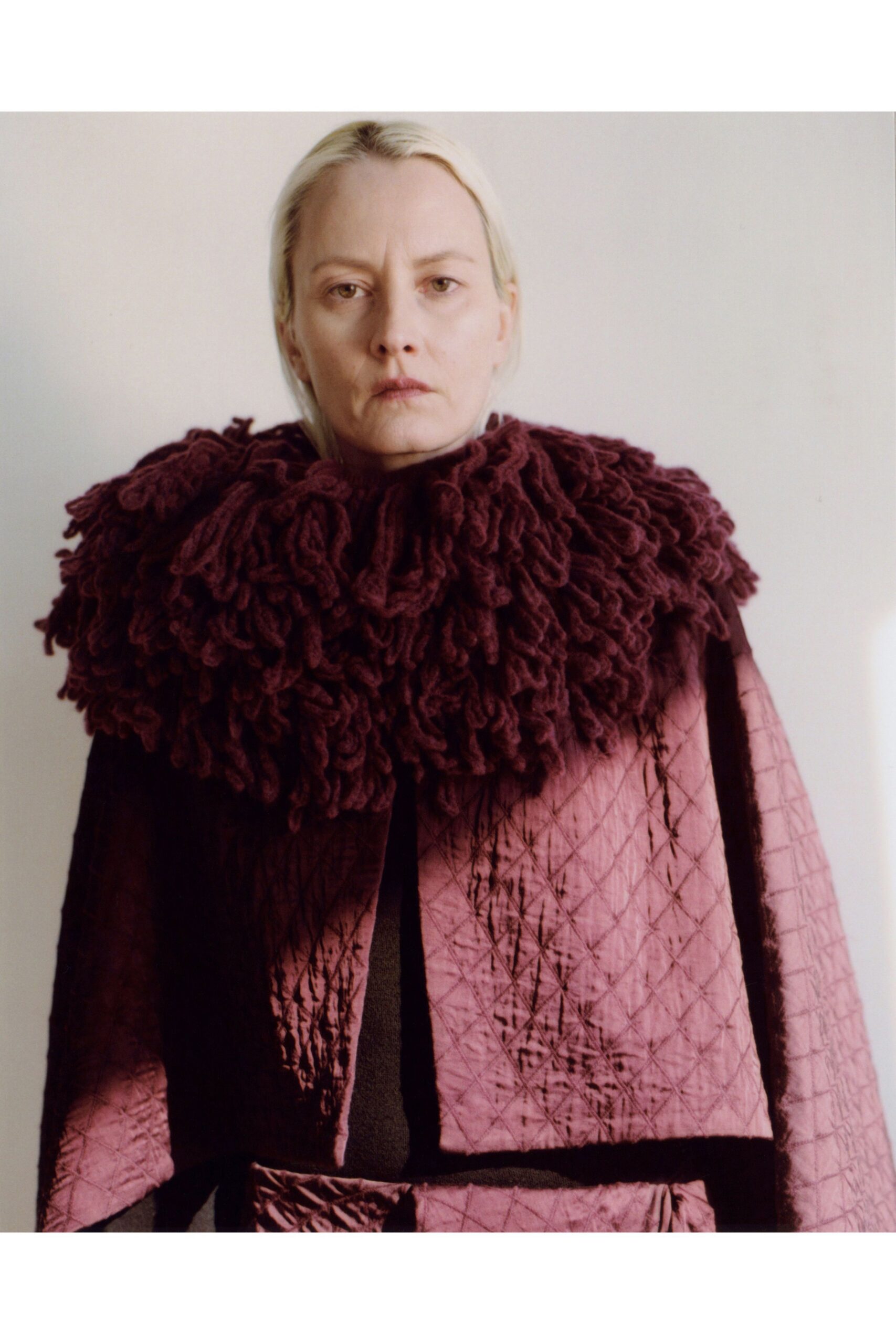 maroon quilted relaxed coat