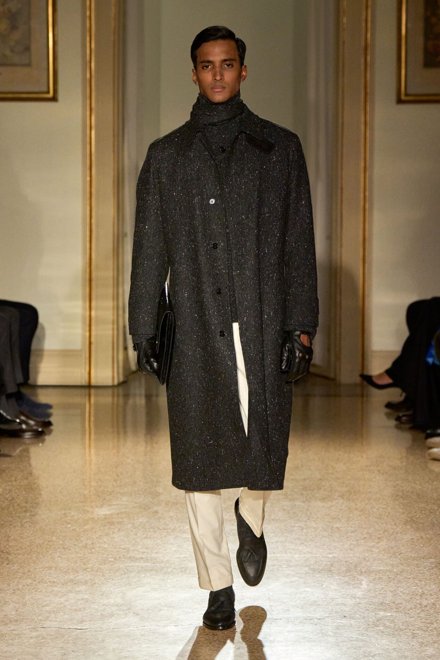 black wool coat with turtleneck