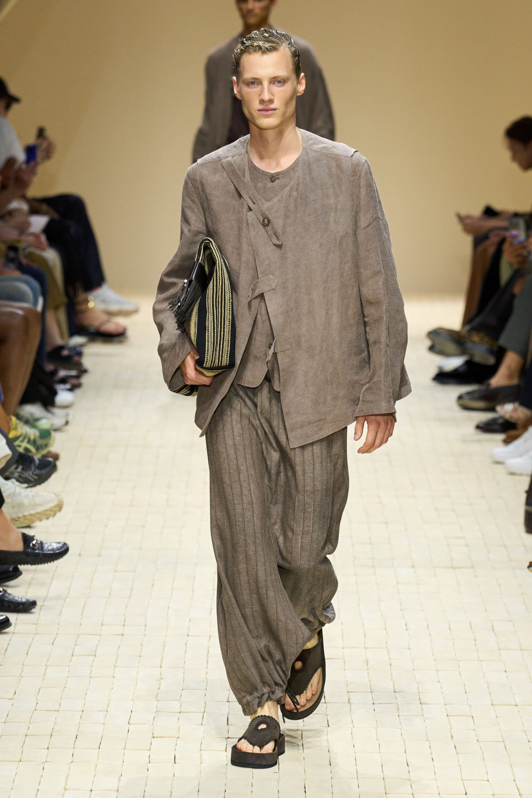 brown linen relaxed jacket and pants