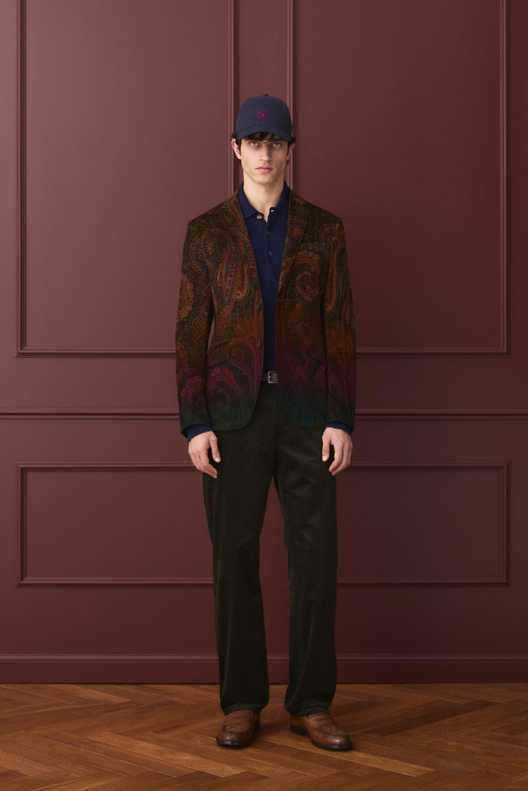 multi cotton long-sleeve collared tailored printed blazer