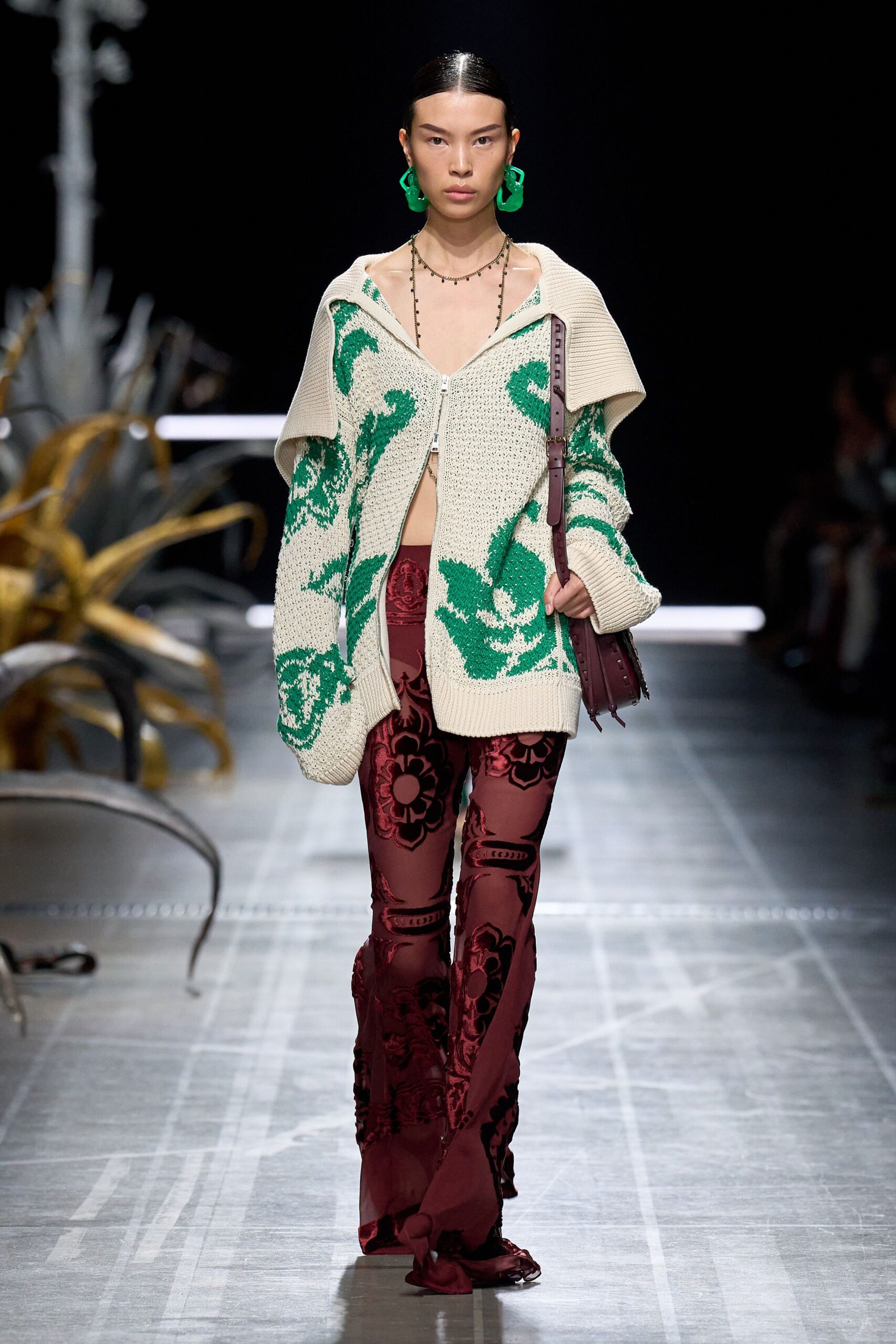 beige cotton long-sleeve relaxed embroidered cardigan