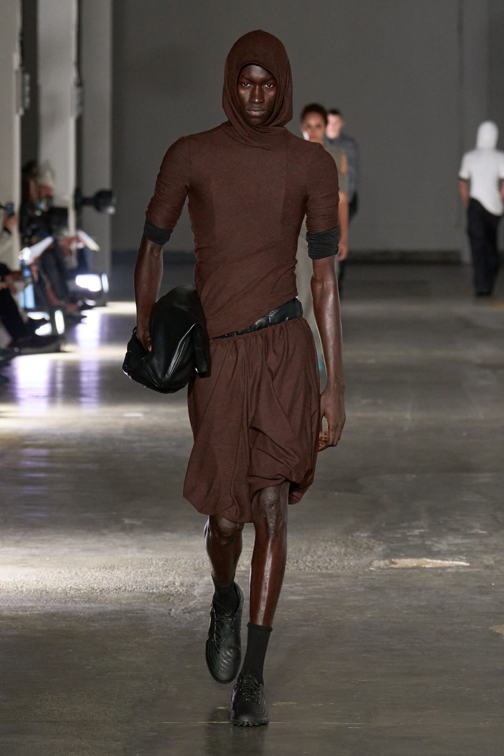 brown hooded relaxed dress