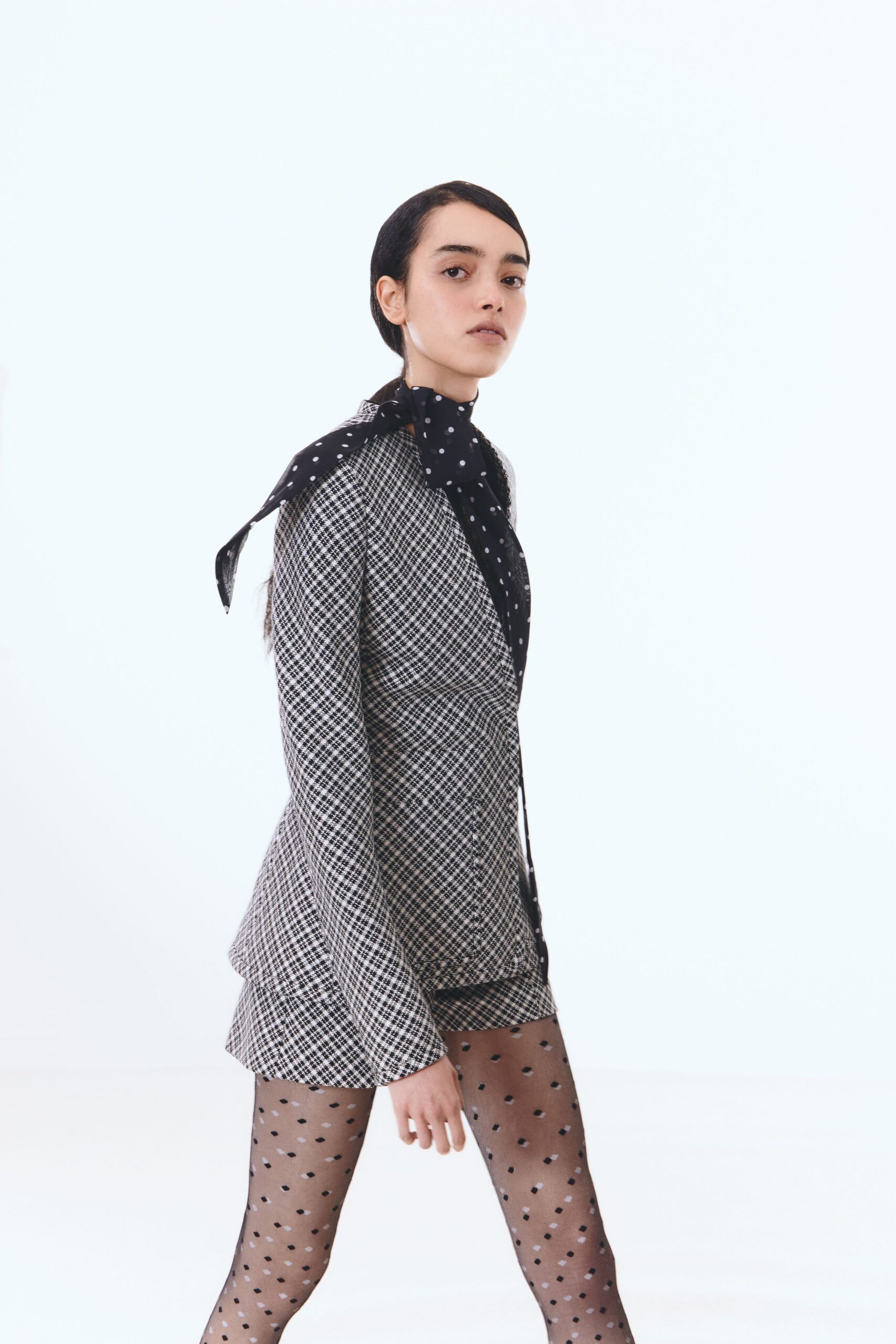 checked blazer with shorts