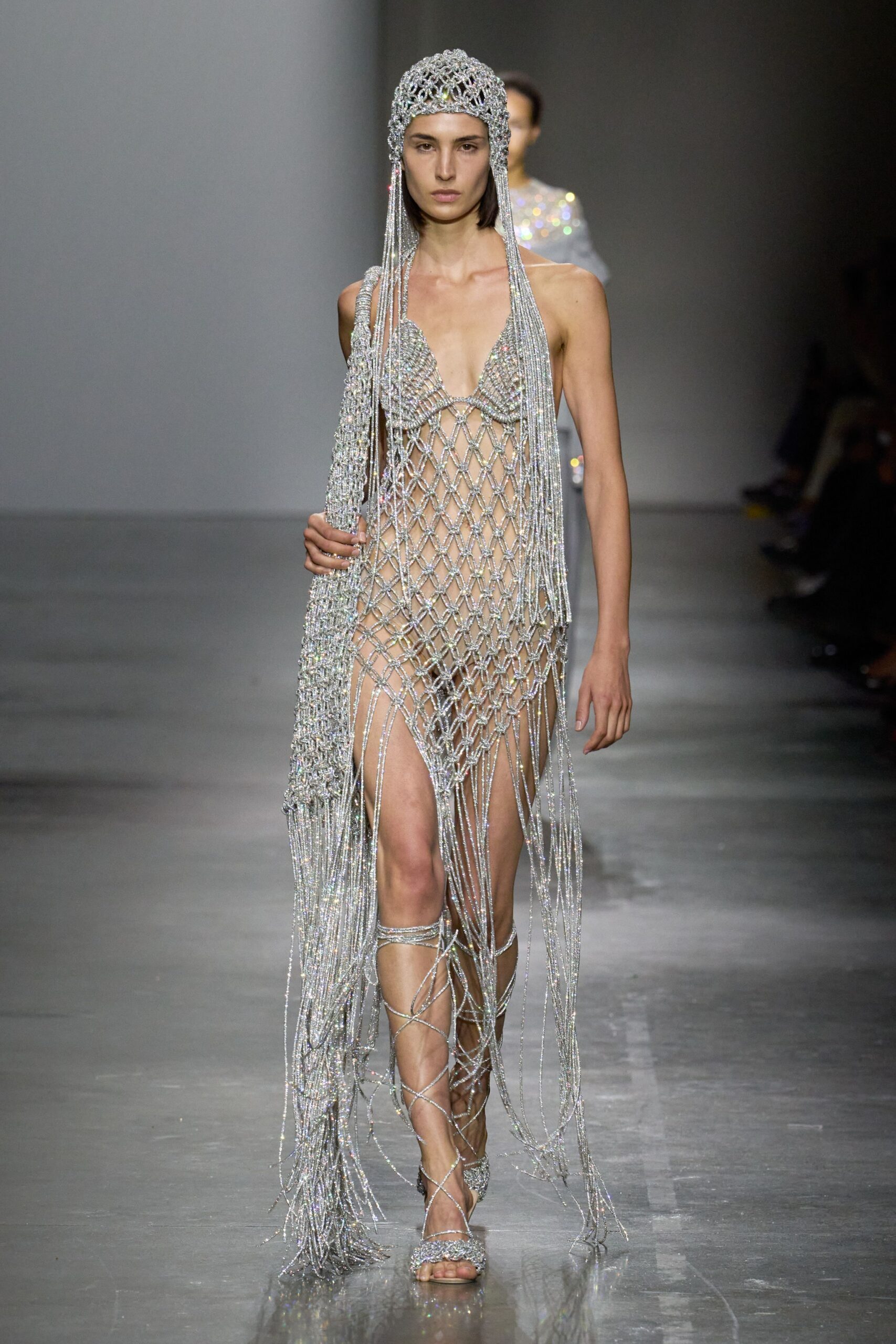 silver embellished mini dress