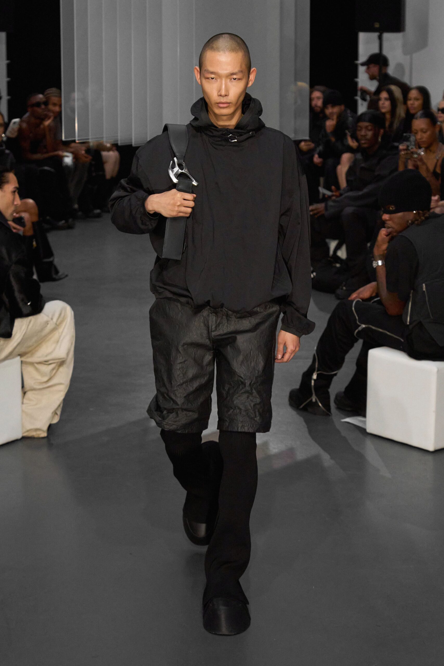 black relaxed hoodie and shorts
