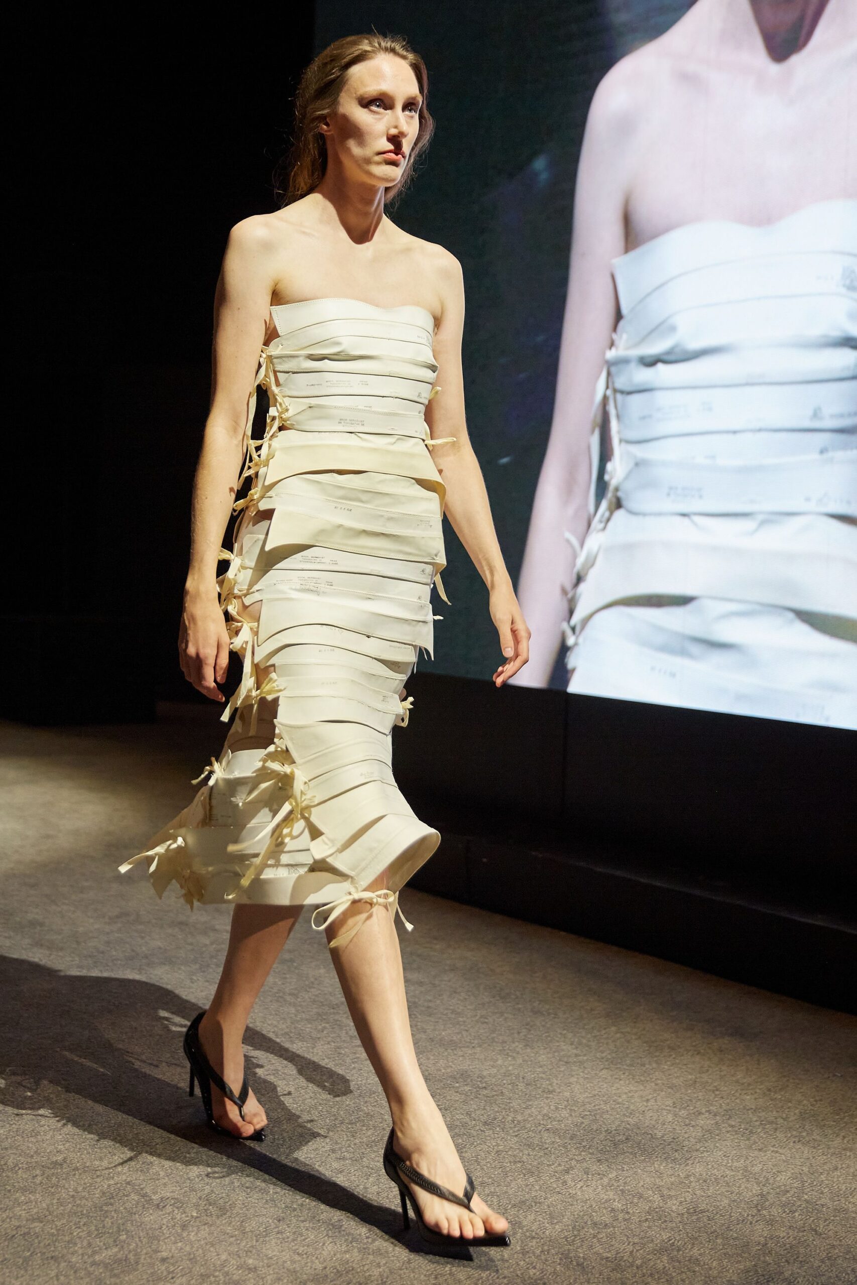 white layered strapless dress