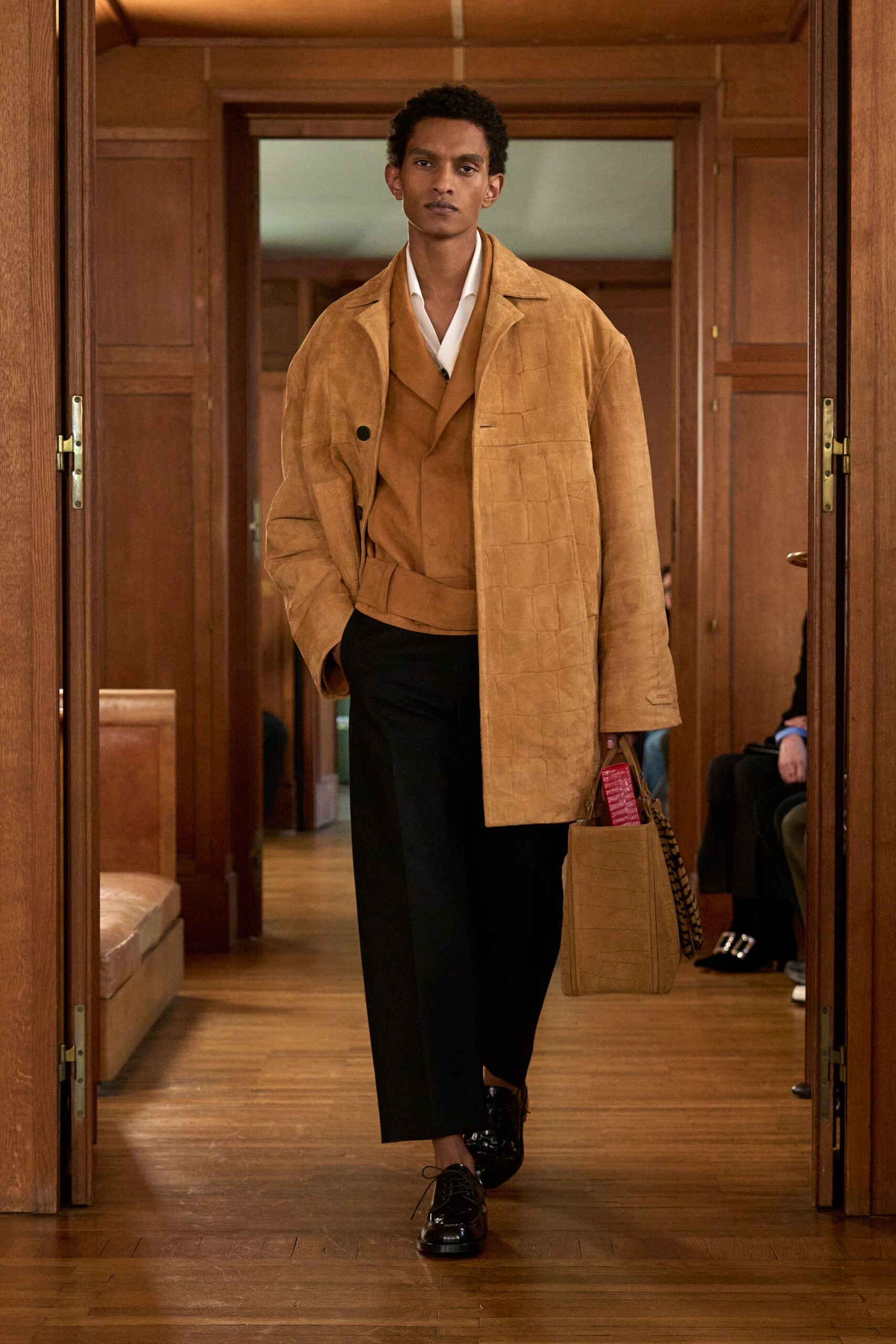 brown suede relaxed zippered coat
