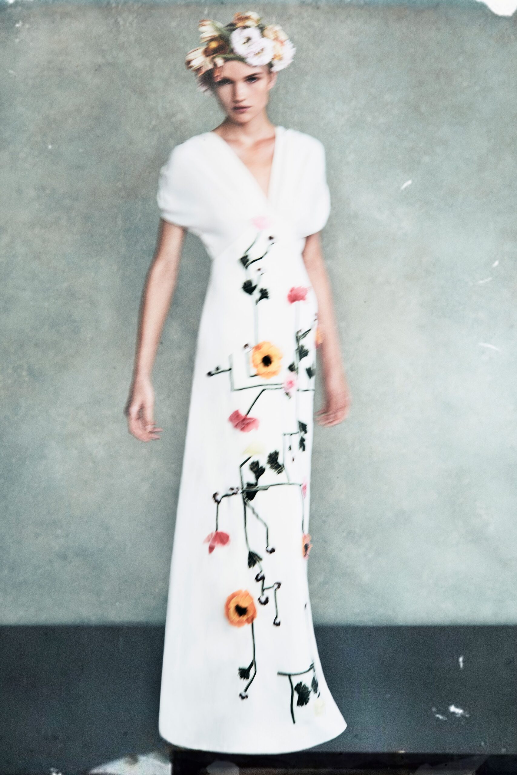 white embroidered maxi gown
