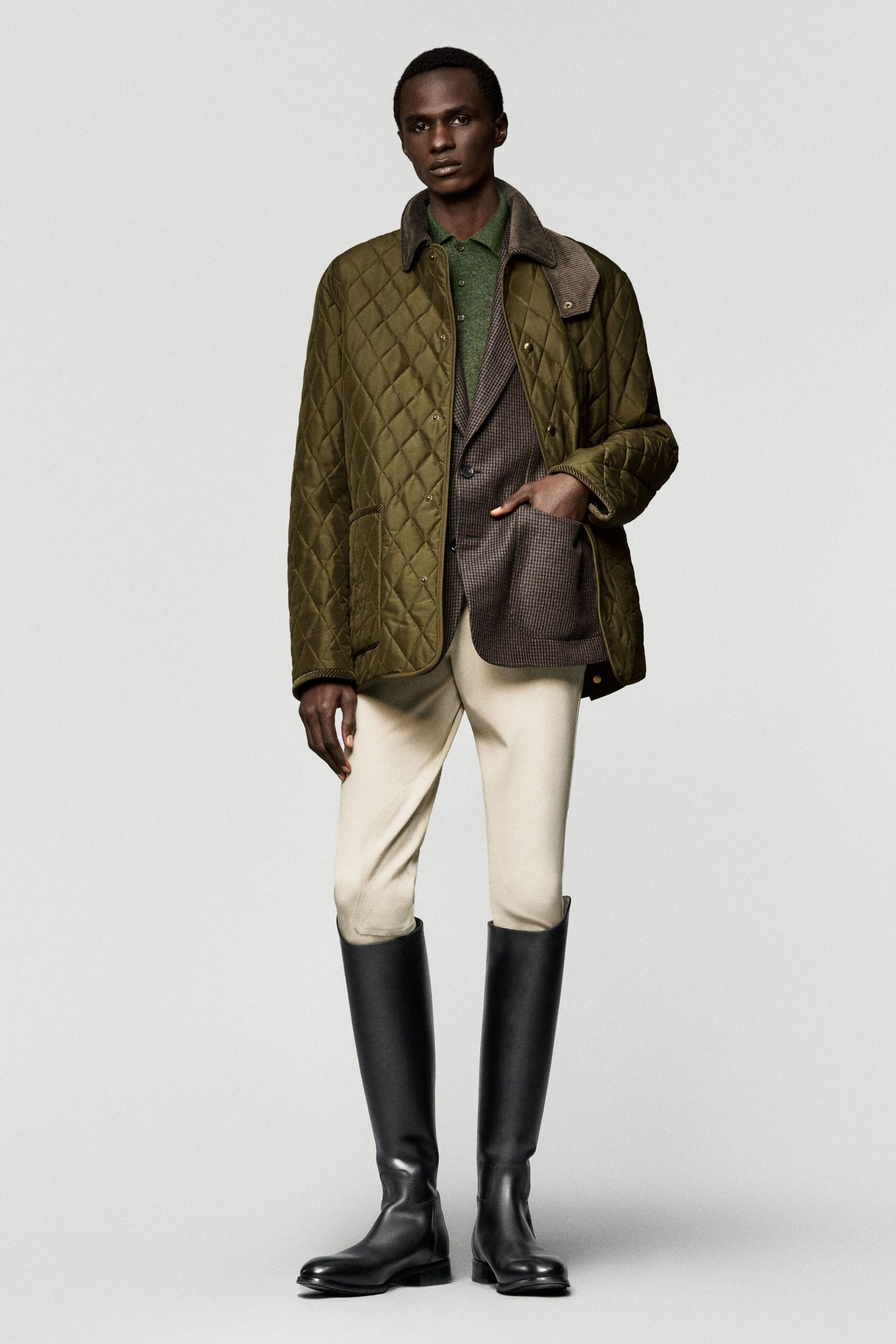 beige cotton slim pants