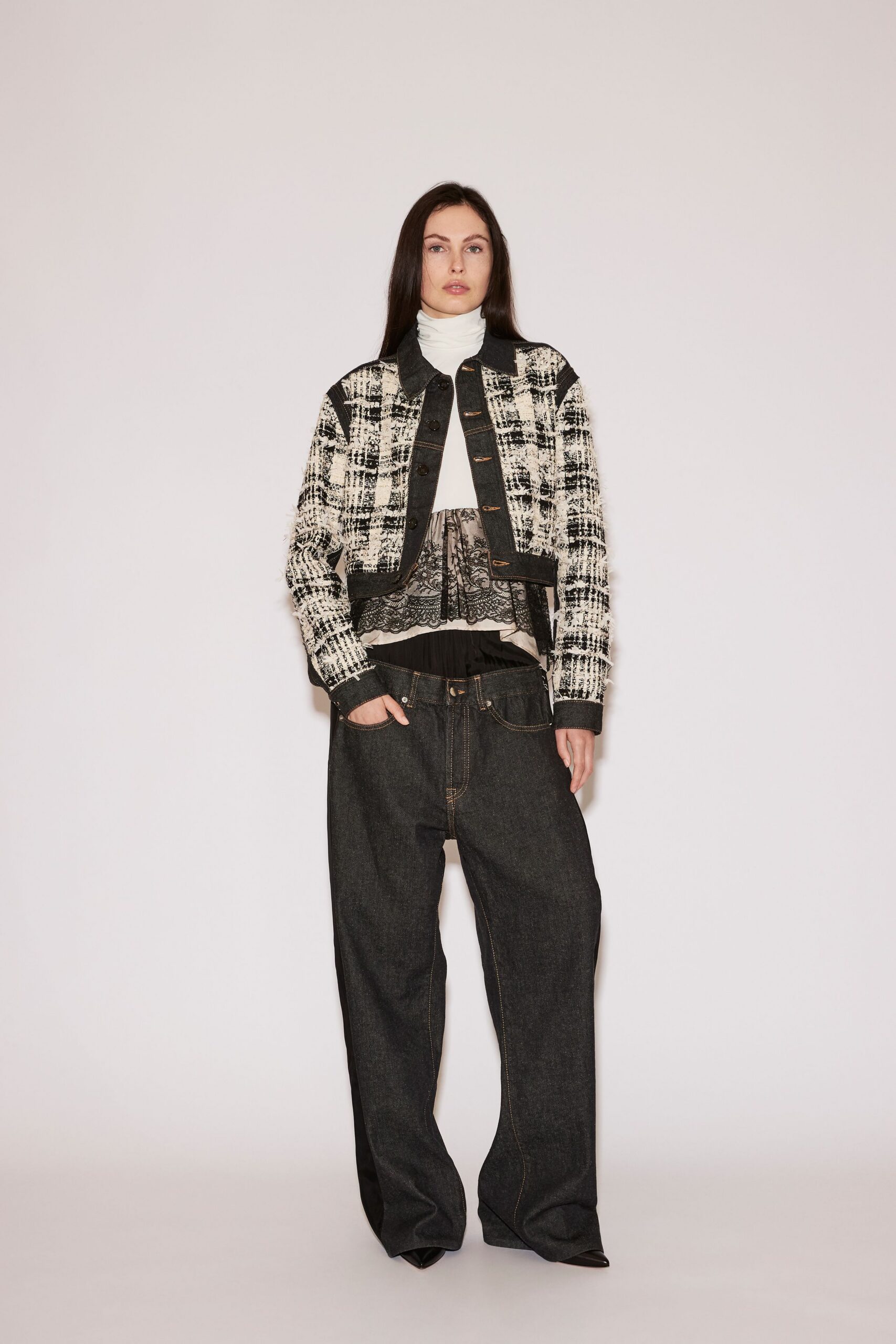 black denim relaxed wide-leg pants