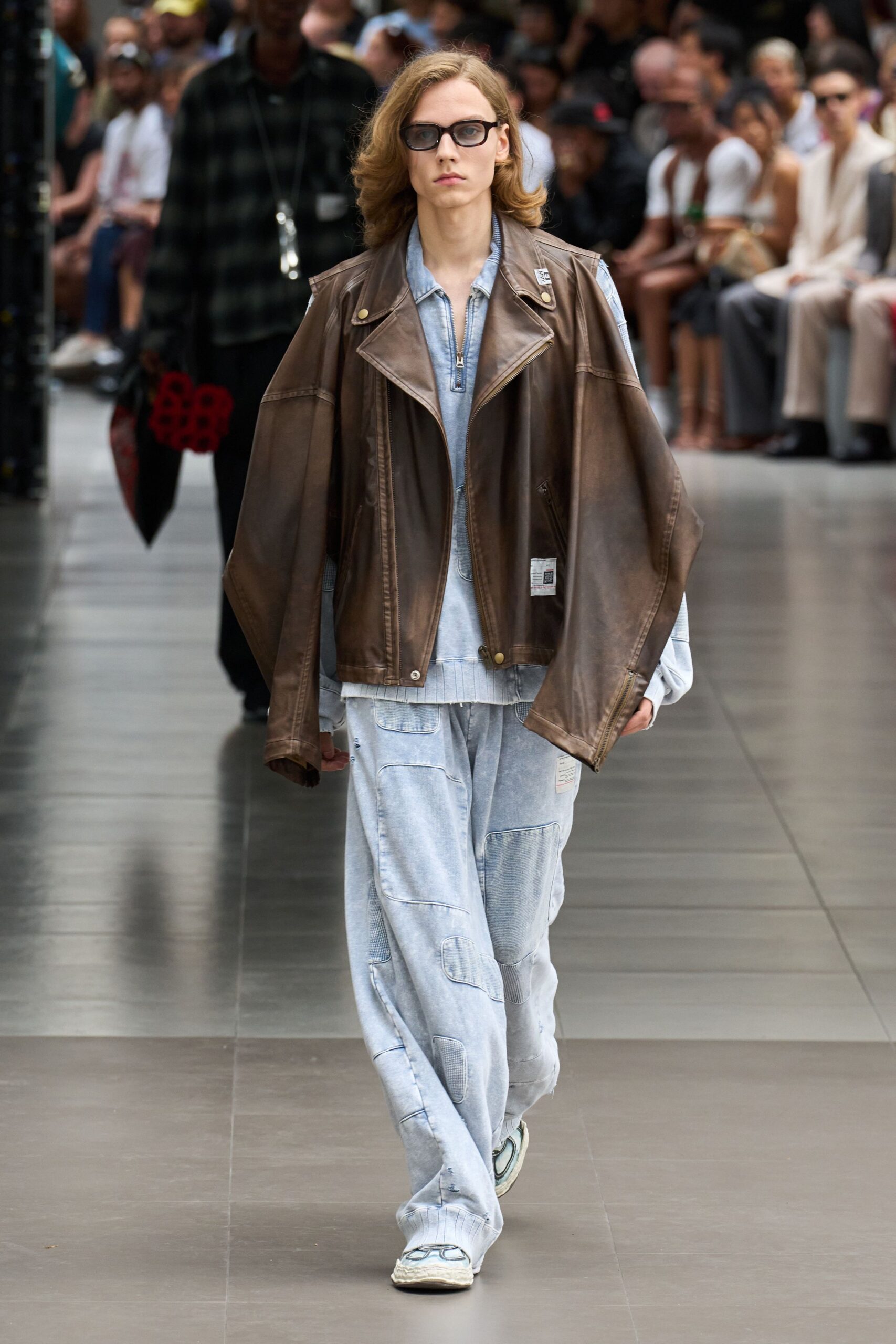 brown leather jacket with denim outfit