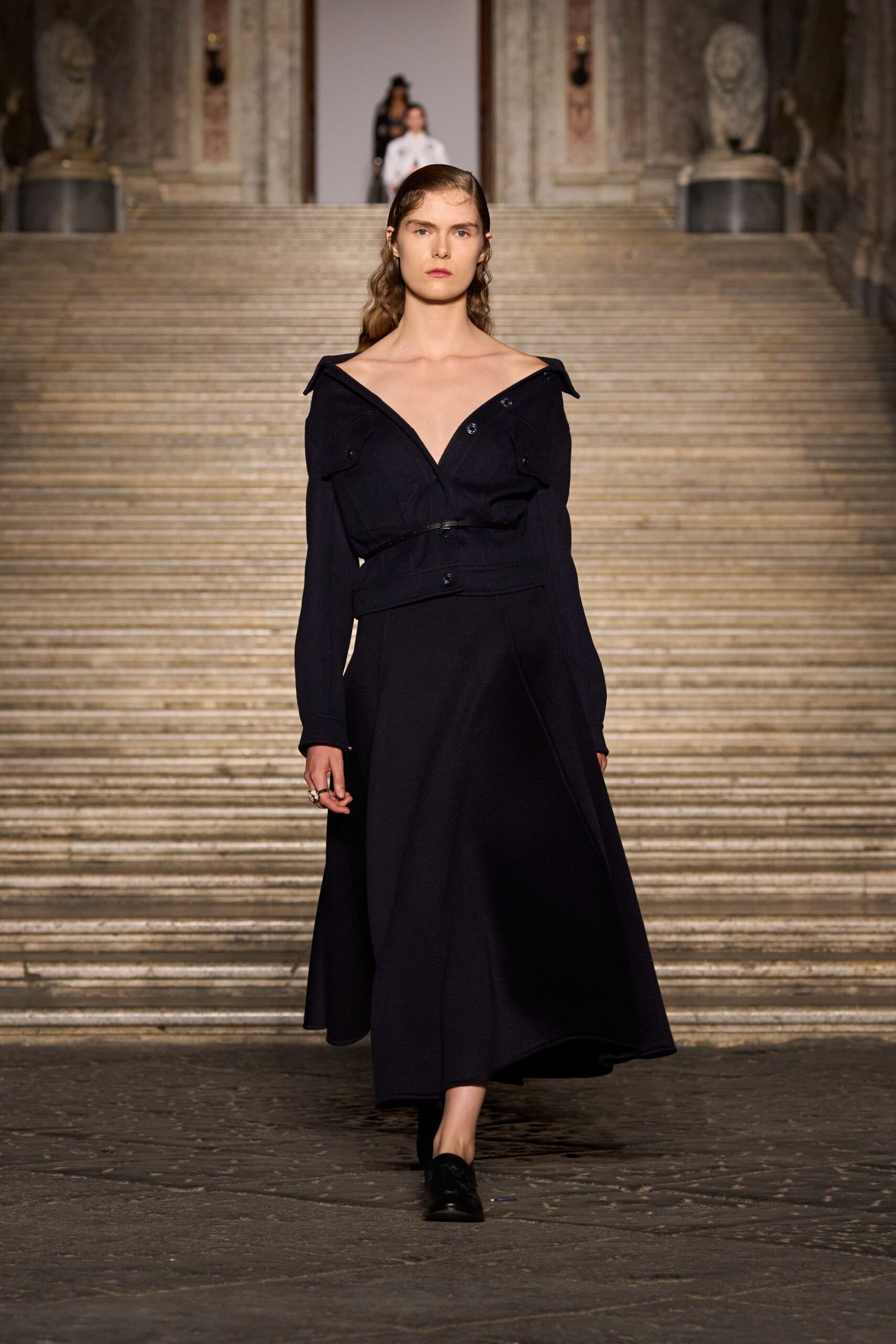 black fitted jacket and dress