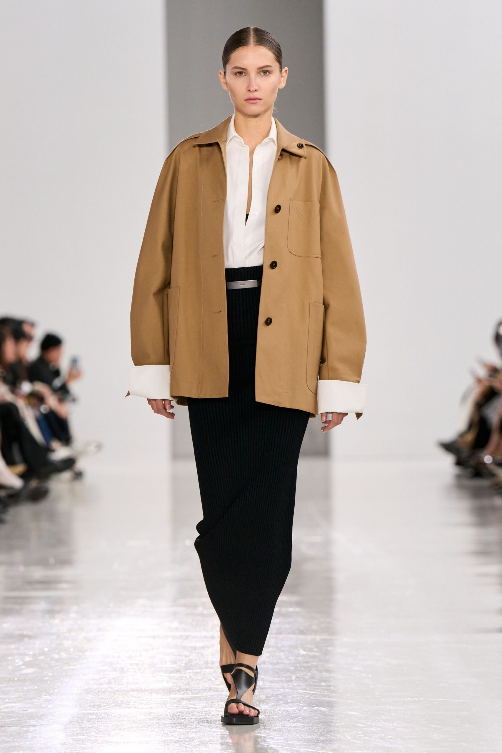 brown cotton long-sleeve collared oversized jacket