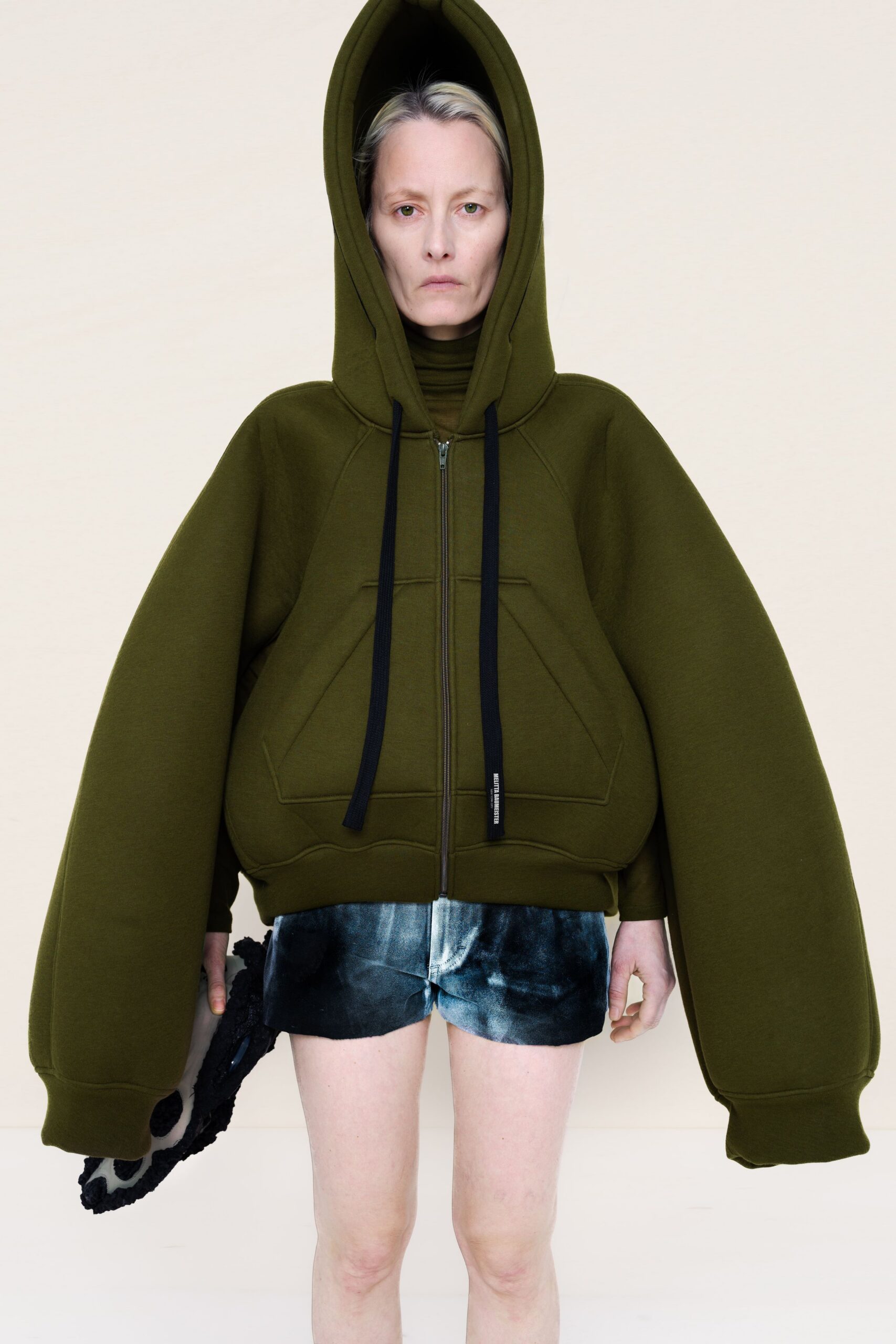 green cotton long-sleeve hooded oversized hoodie