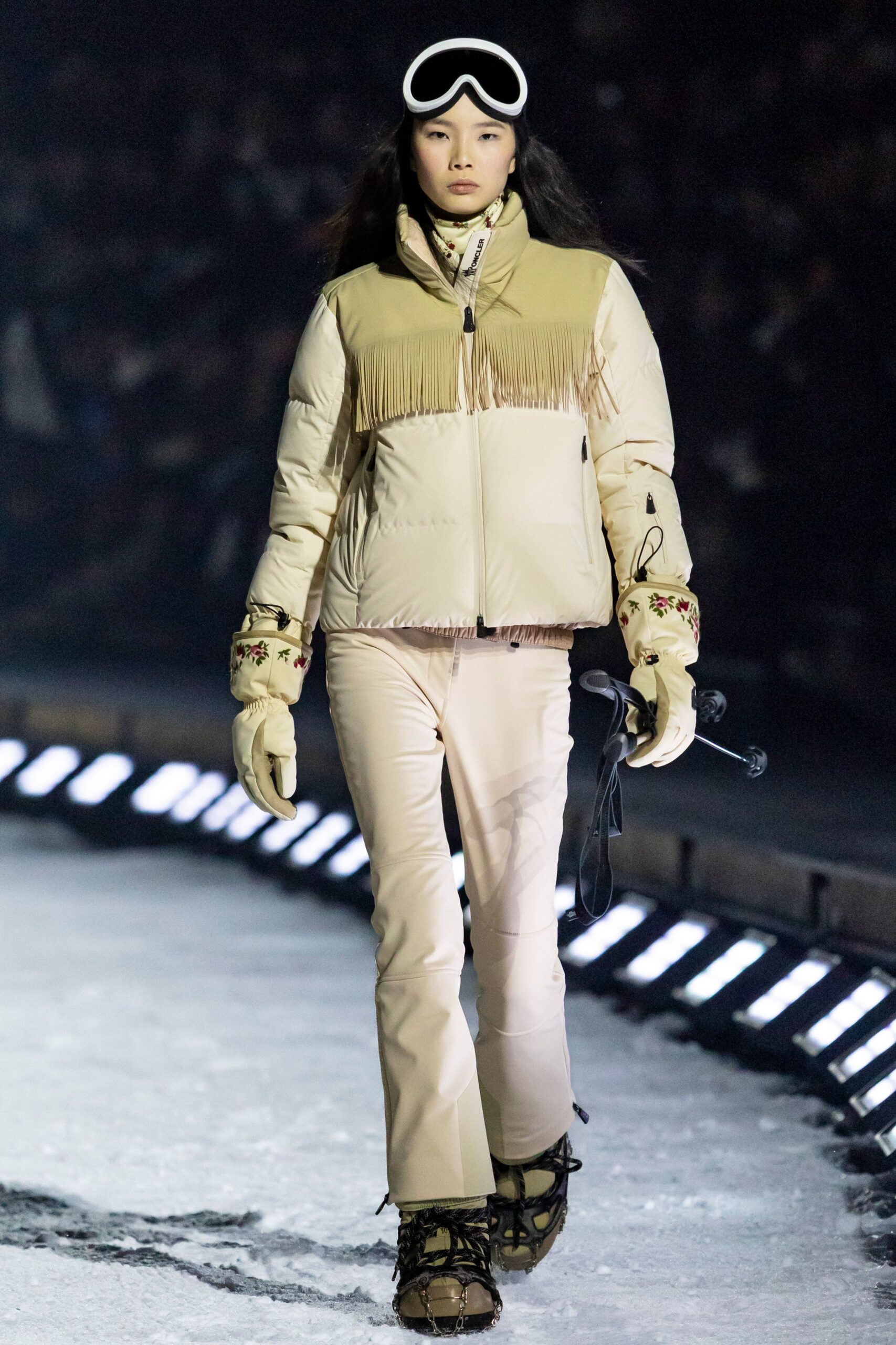 beige fitted jacket and pants