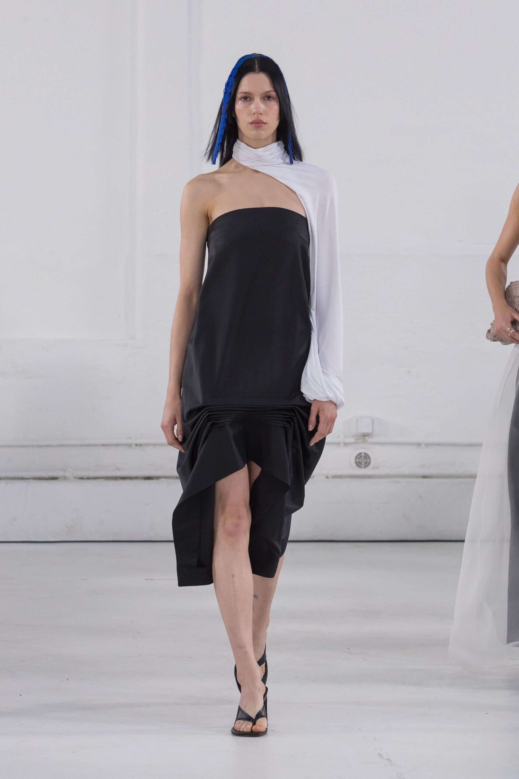 black and white asymmetric dress