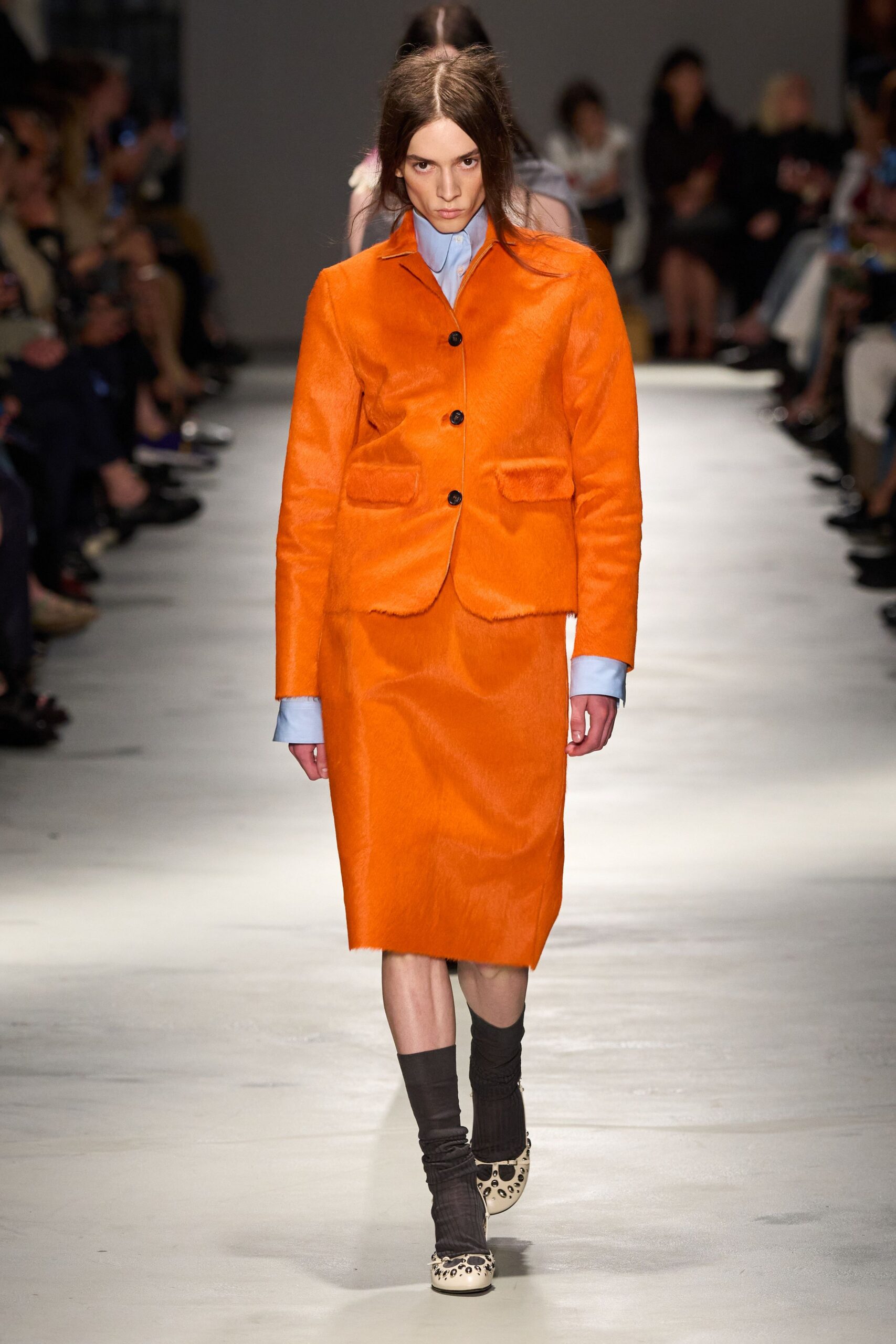 orange cotton long-sleeve collared tailored blazer