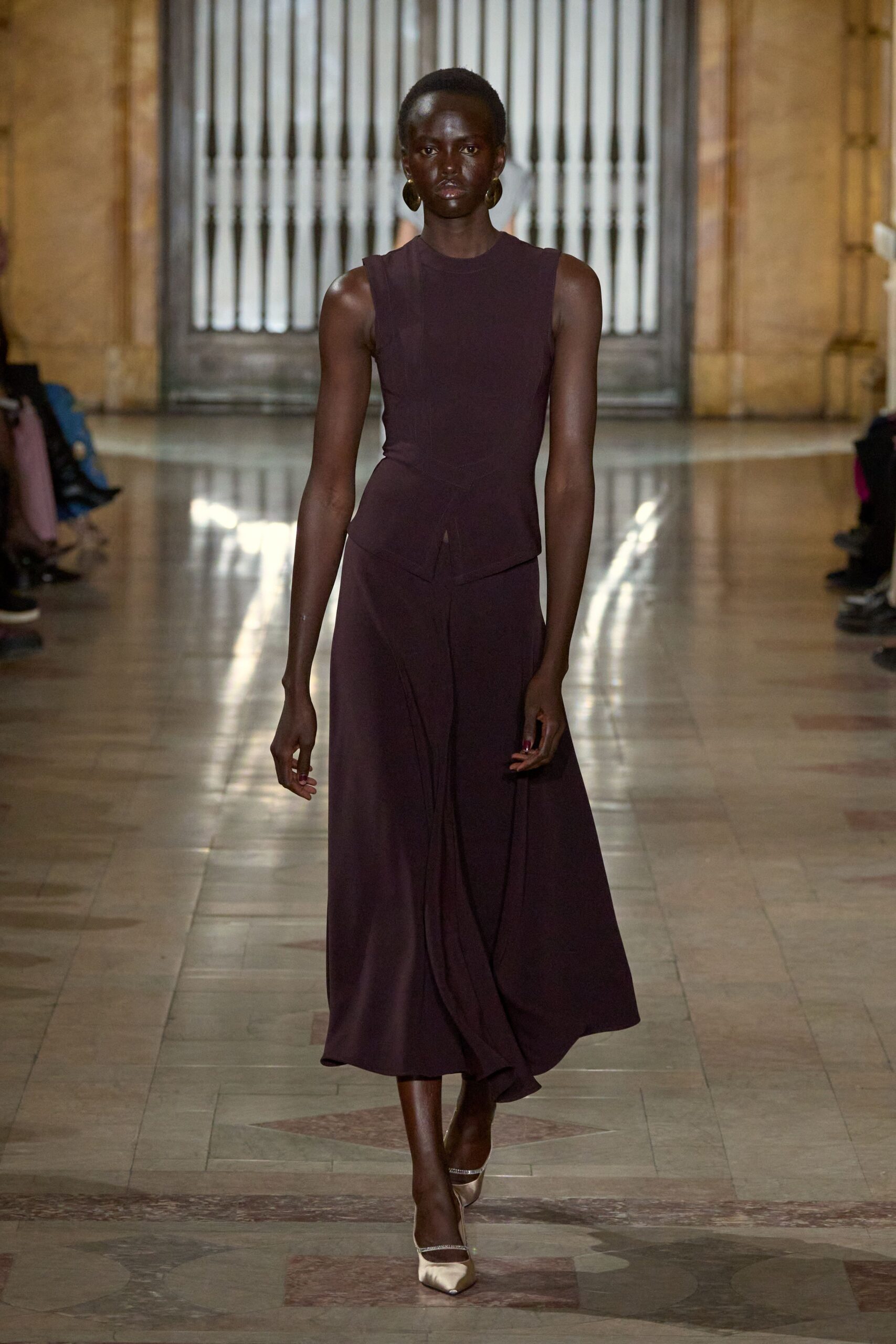 purple silk sleeveless dress