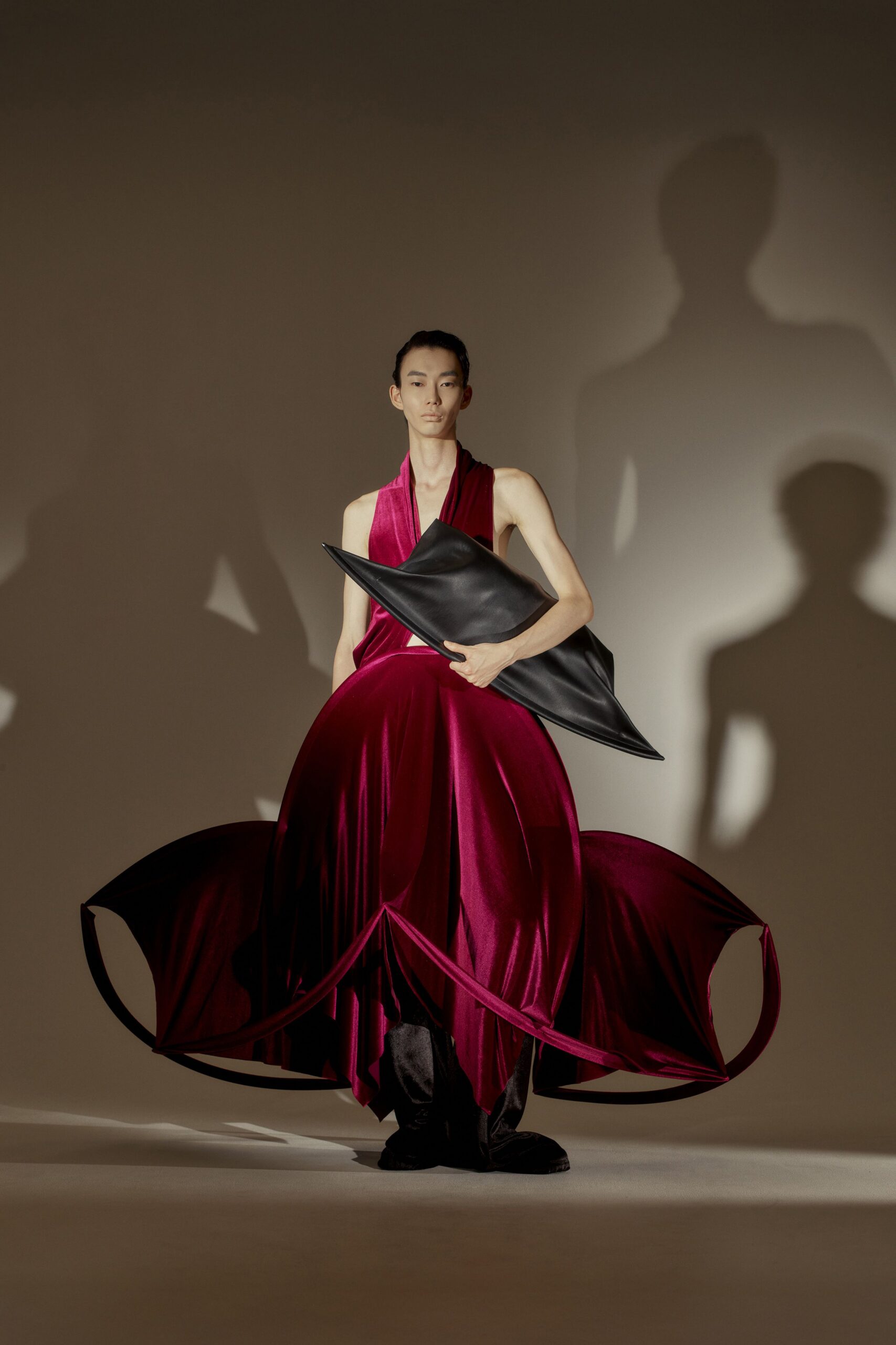 red silk sleeveless dress