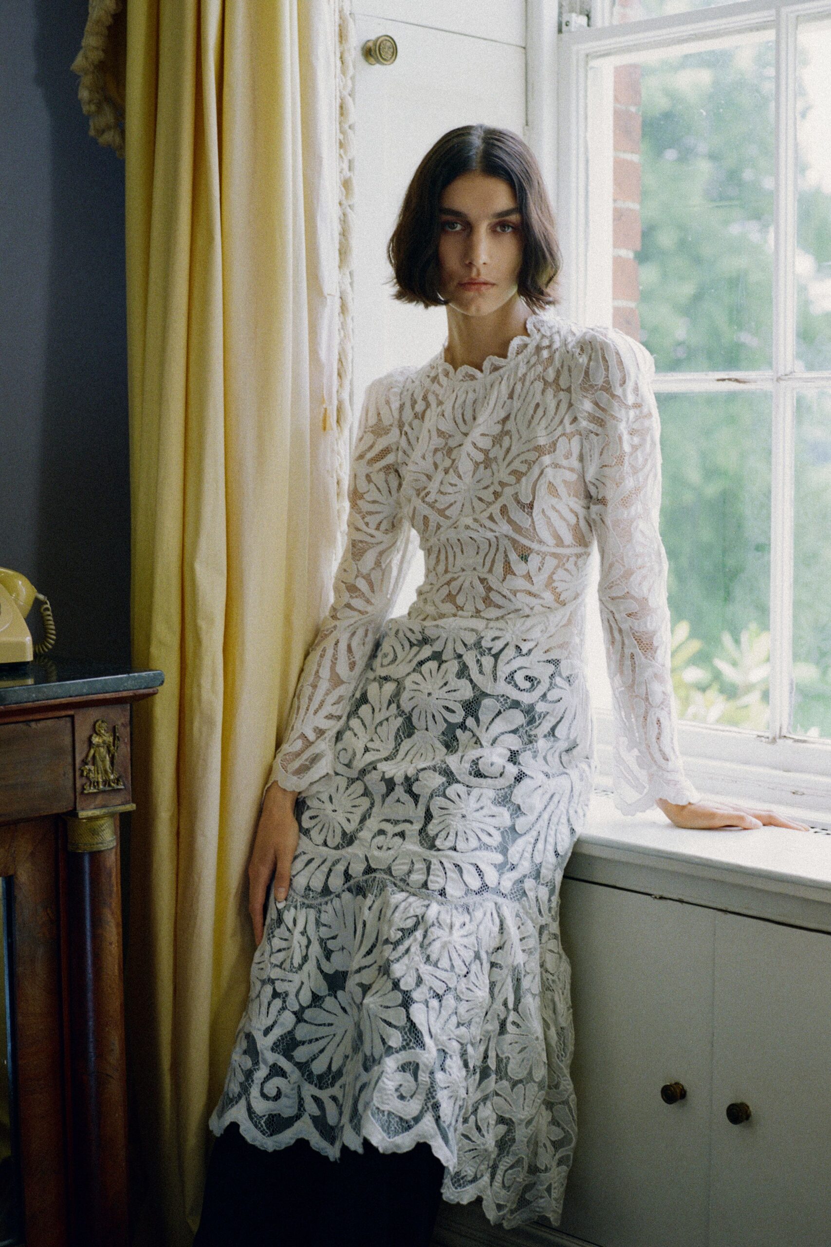 white lace asymmetric fitted embroidered tiered midi skirt