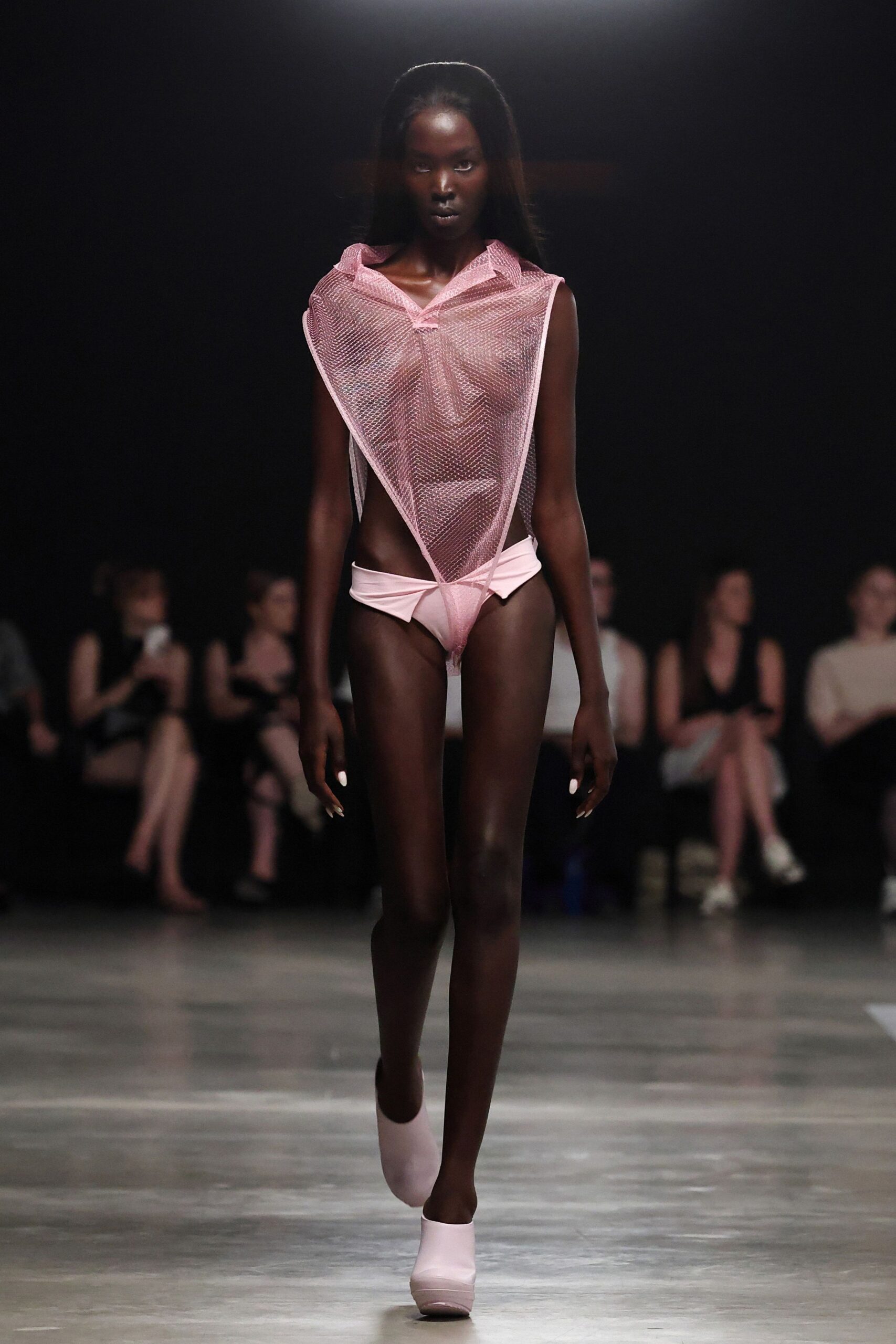 pink mesh top and swimsuit