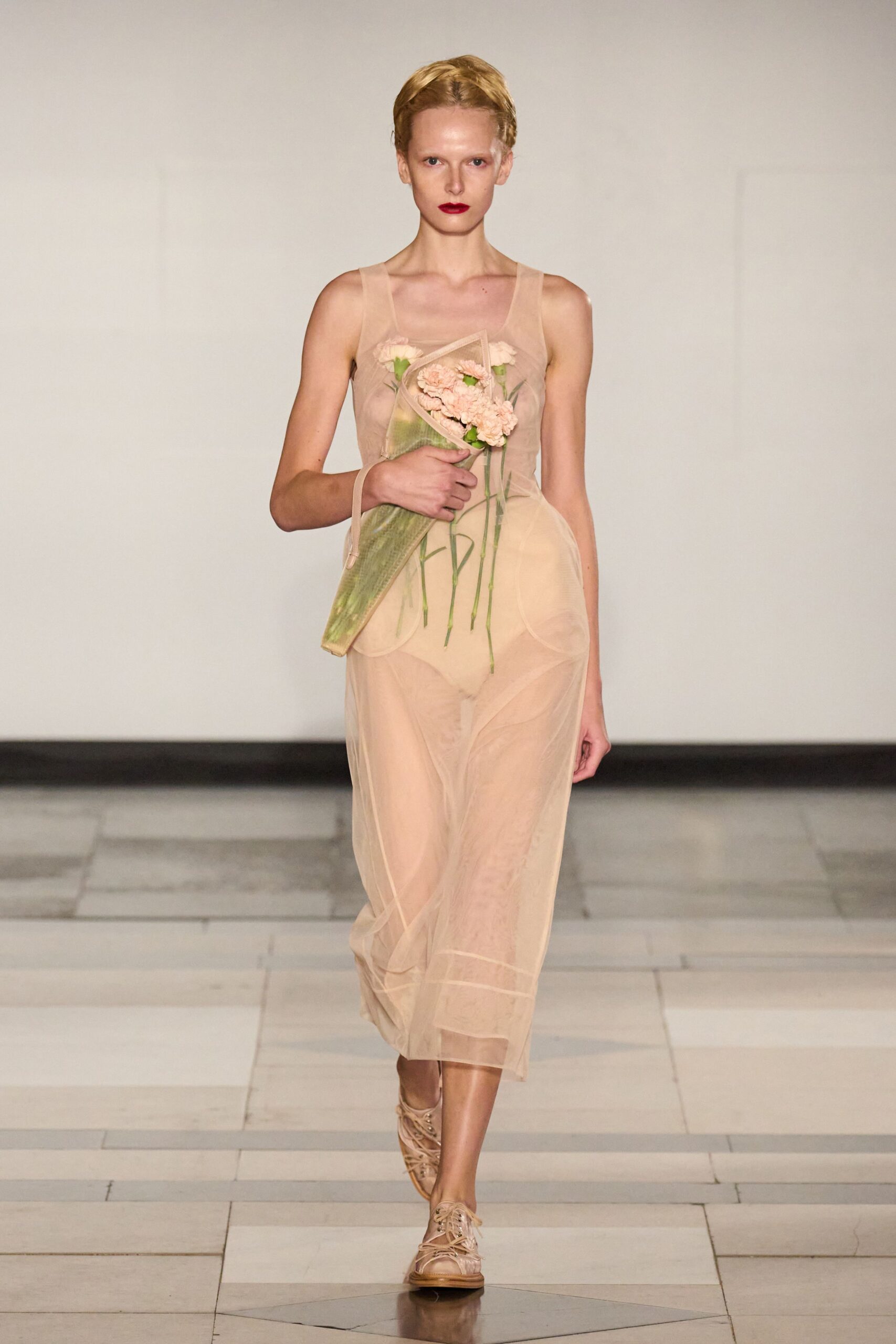 beige mesh sleeveless v-neck fitted layered sheer dress