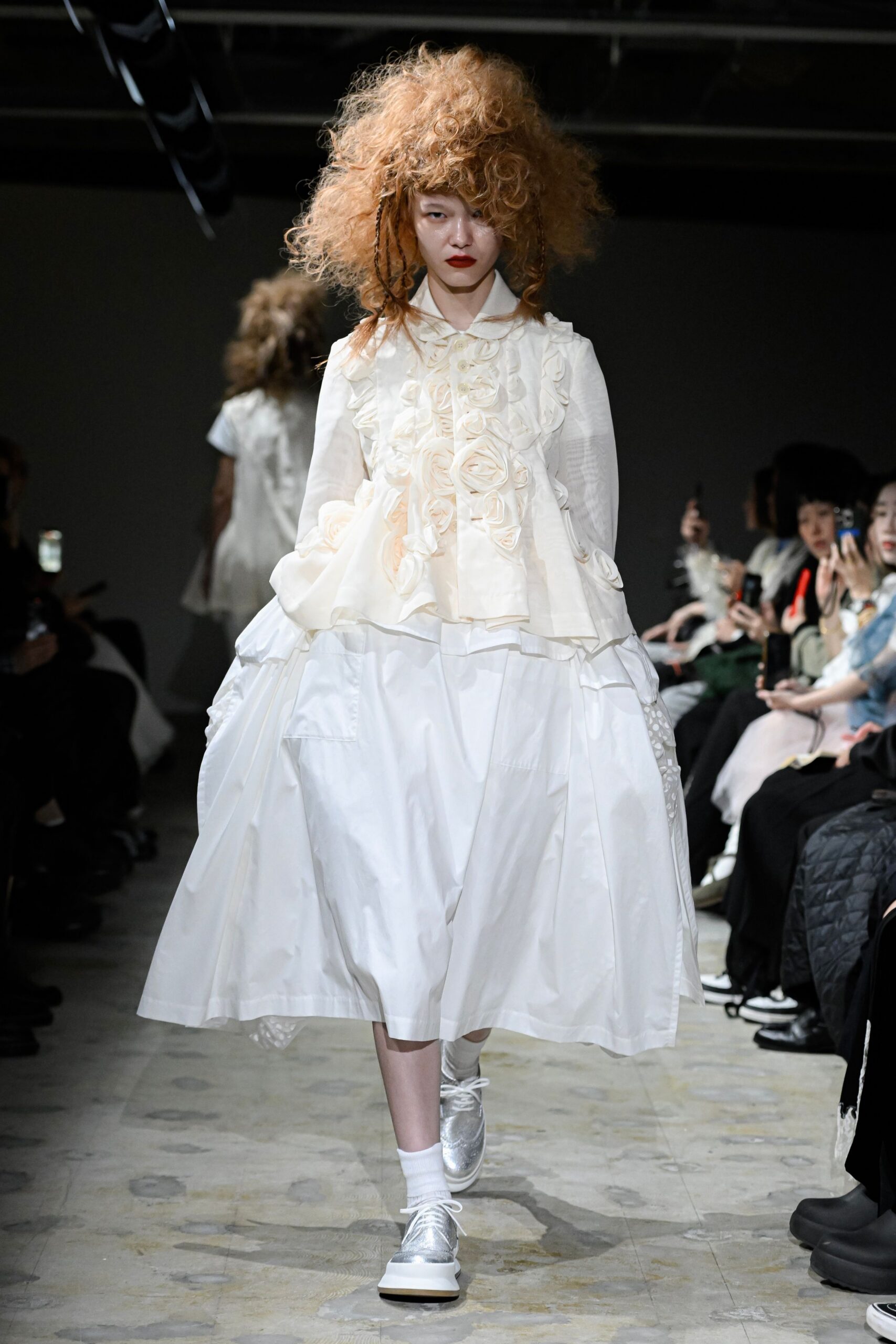 white ruffled top and tiered skirt