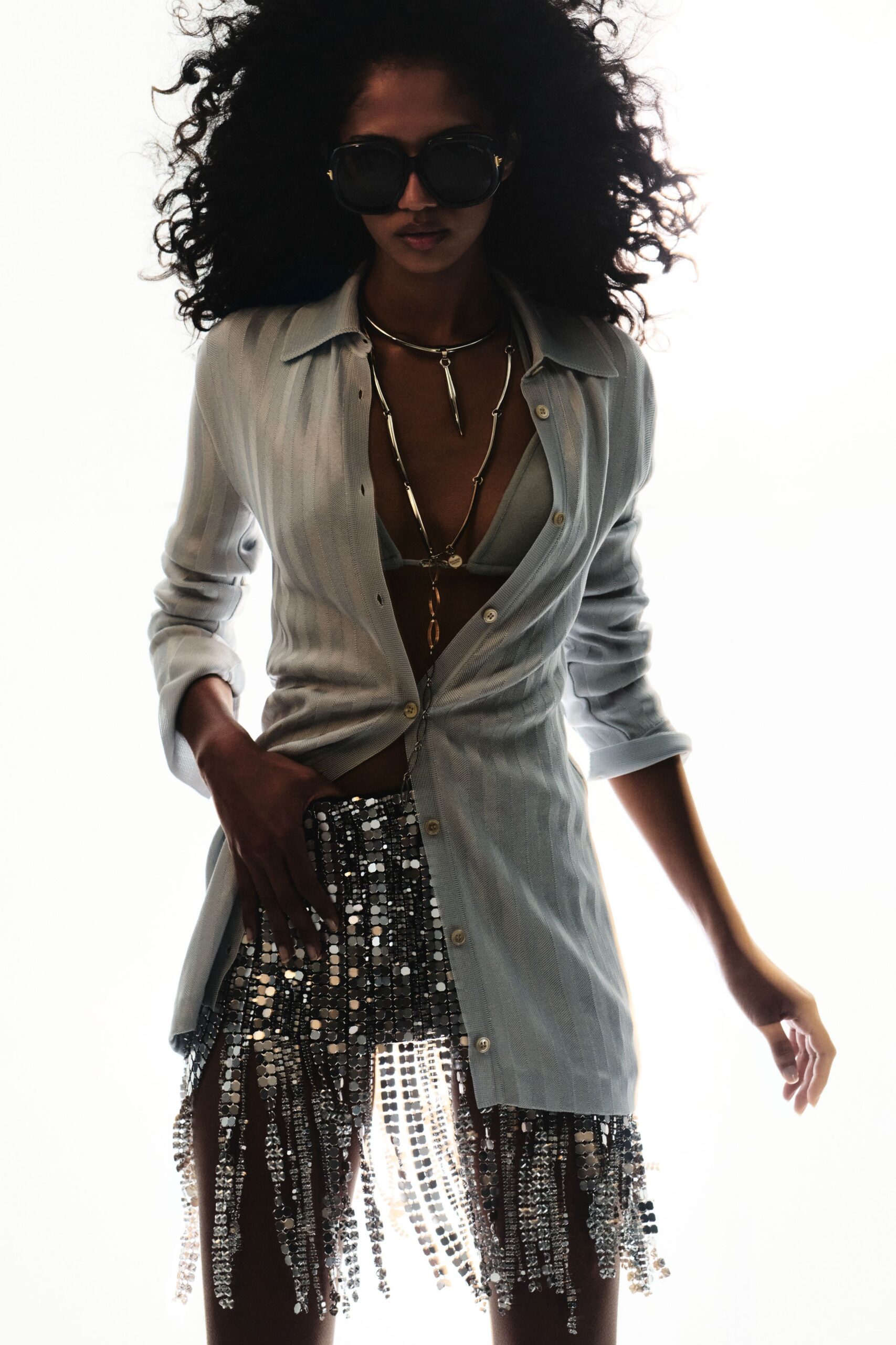 gray metallic shiny clutch