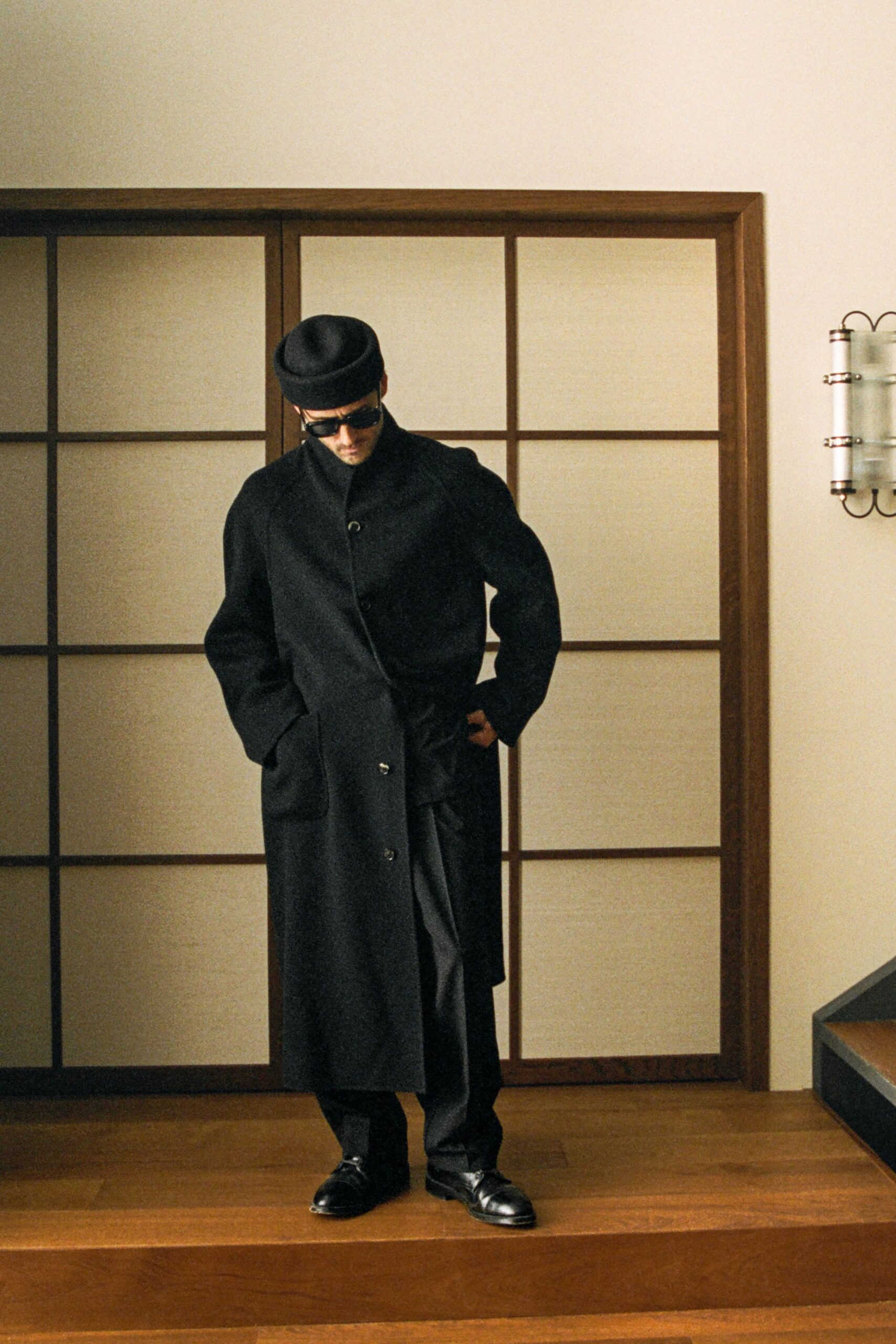 black wool coat with pants