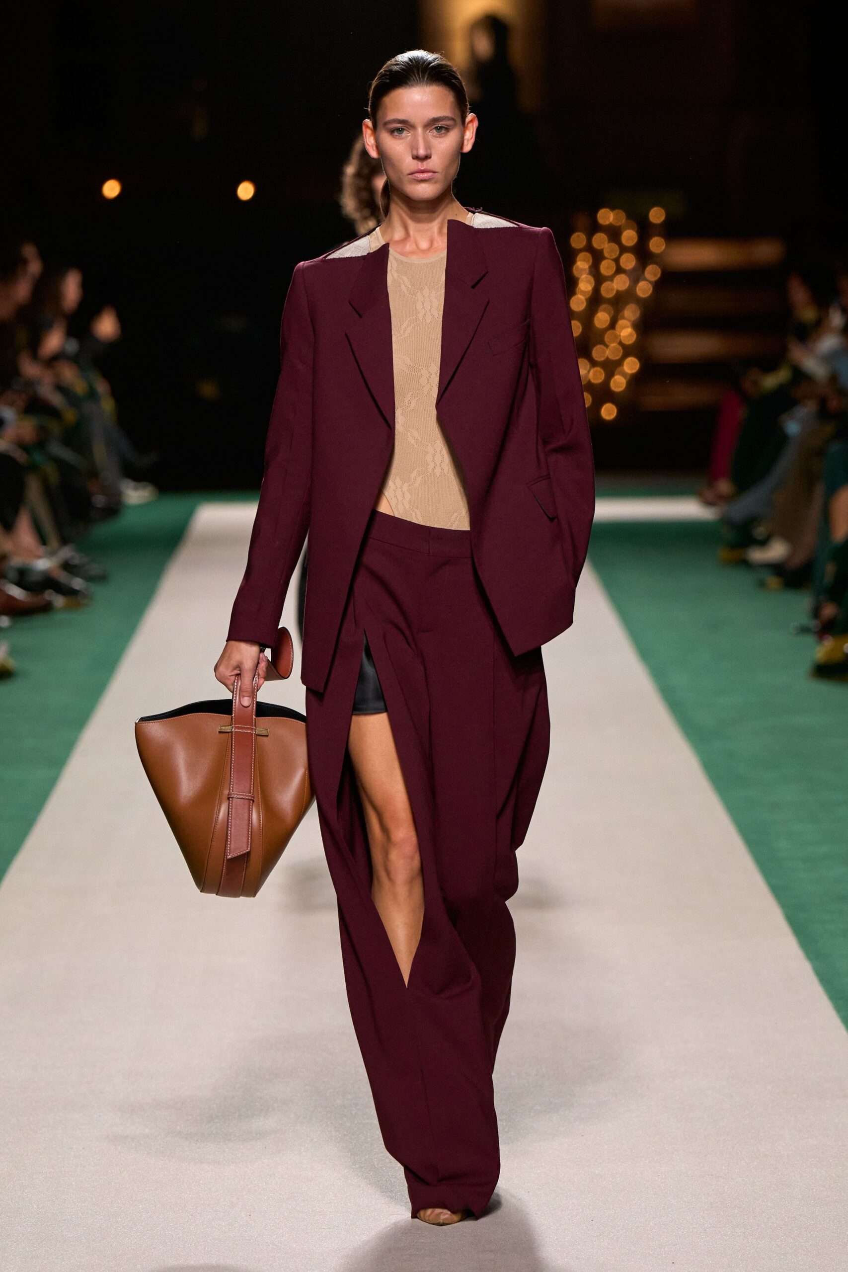 maroon long-sleeve collared structured blazer