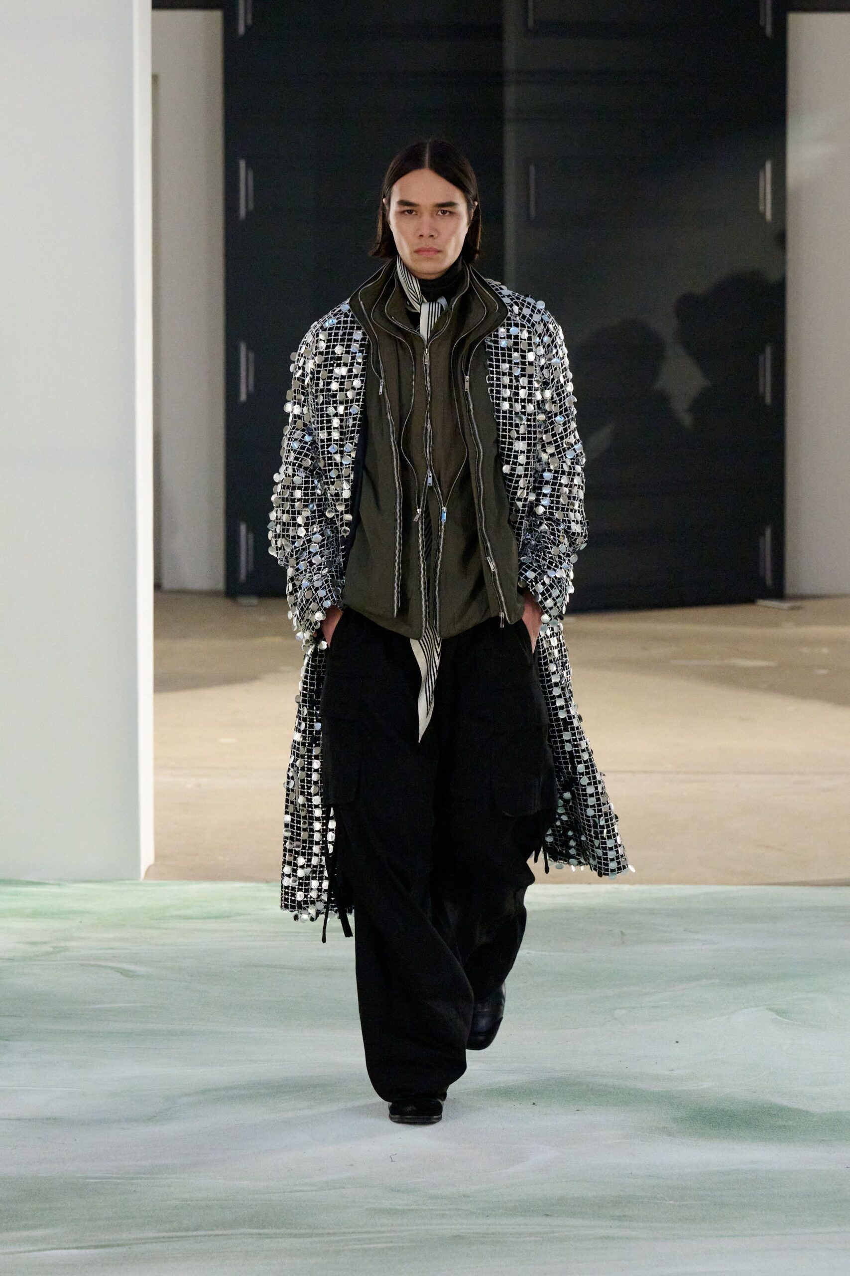 black and white layered coat
