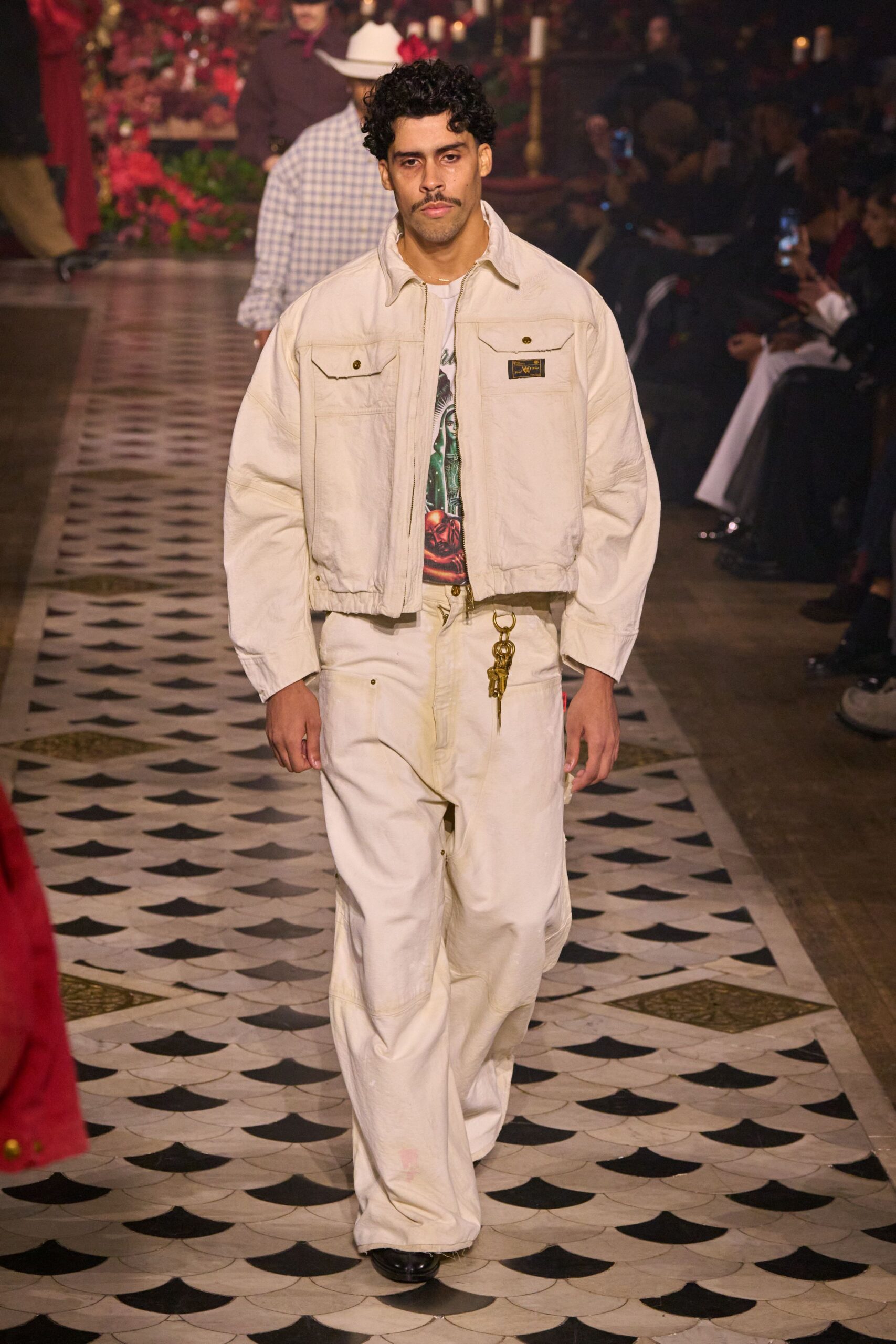 white denim long-sleeve collared relaxed jacket