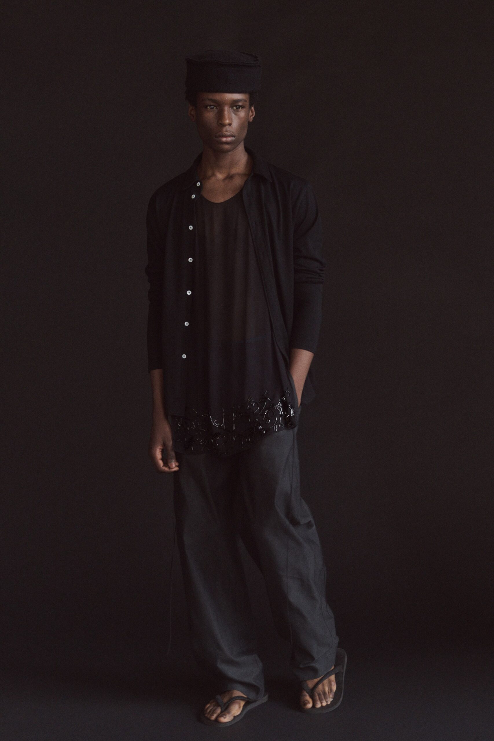black relaxed shirt with embellished top