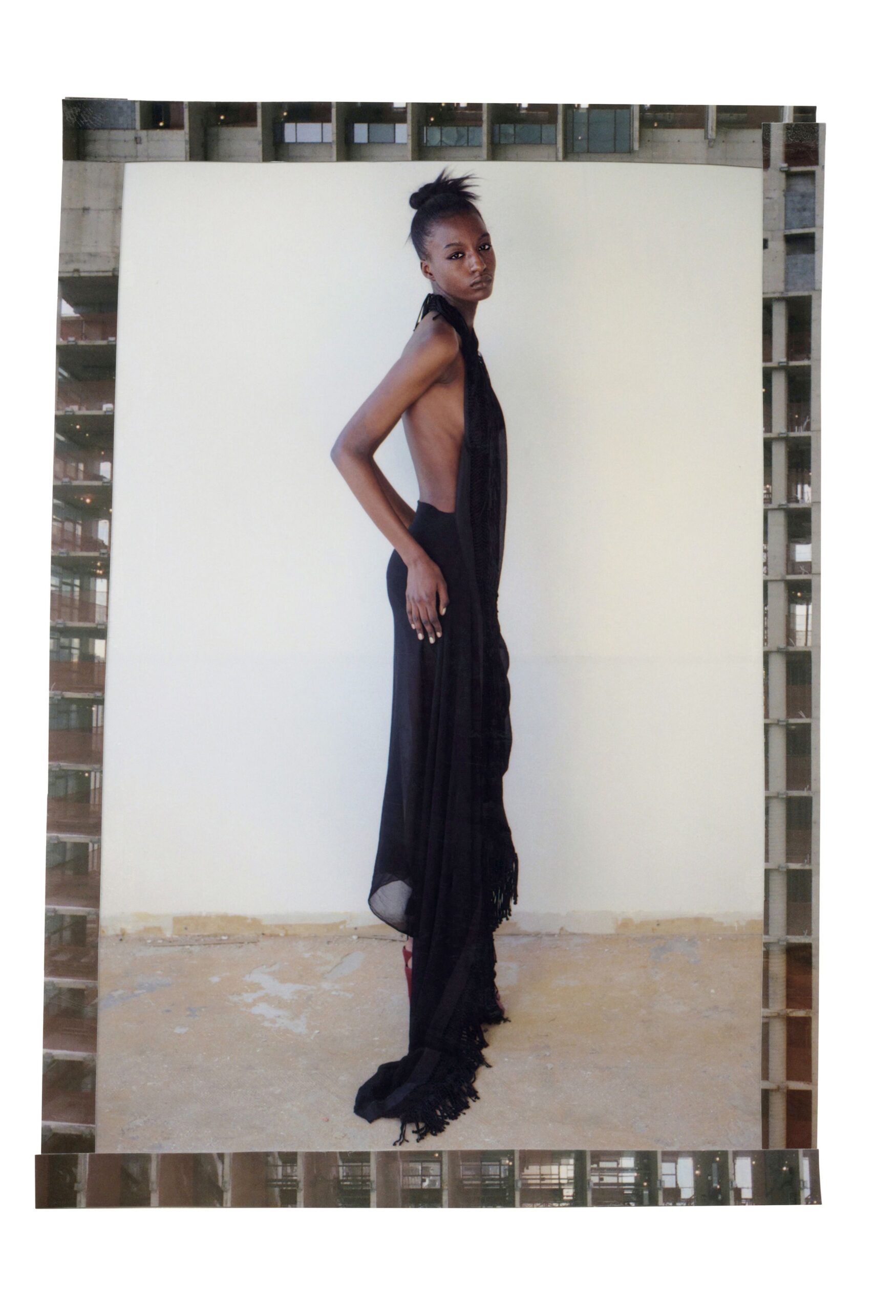 black silk backless gown
