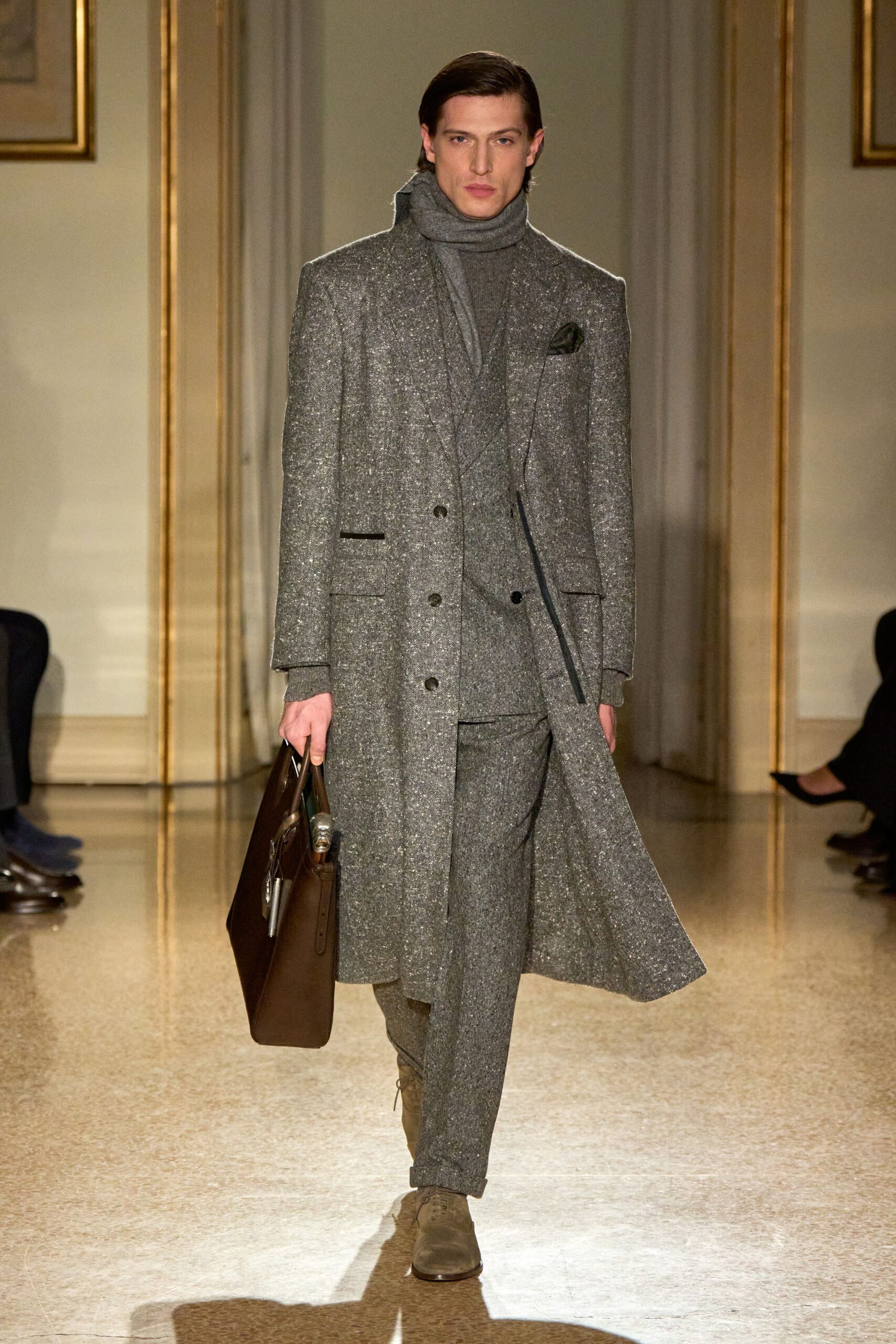 gray wool coat and suit