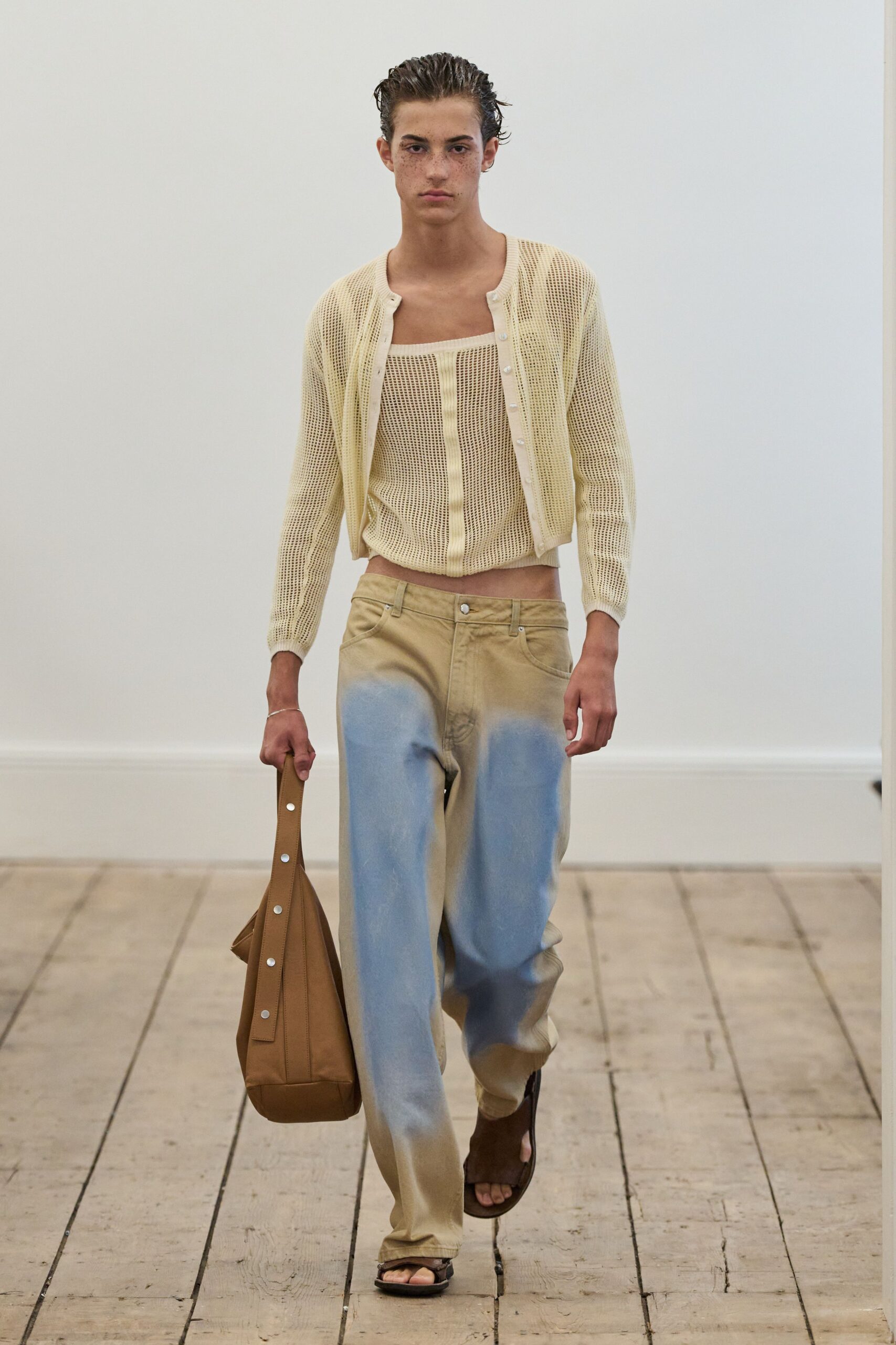 yellow cotton long-sleeve collared fitted ribbed cardigan
