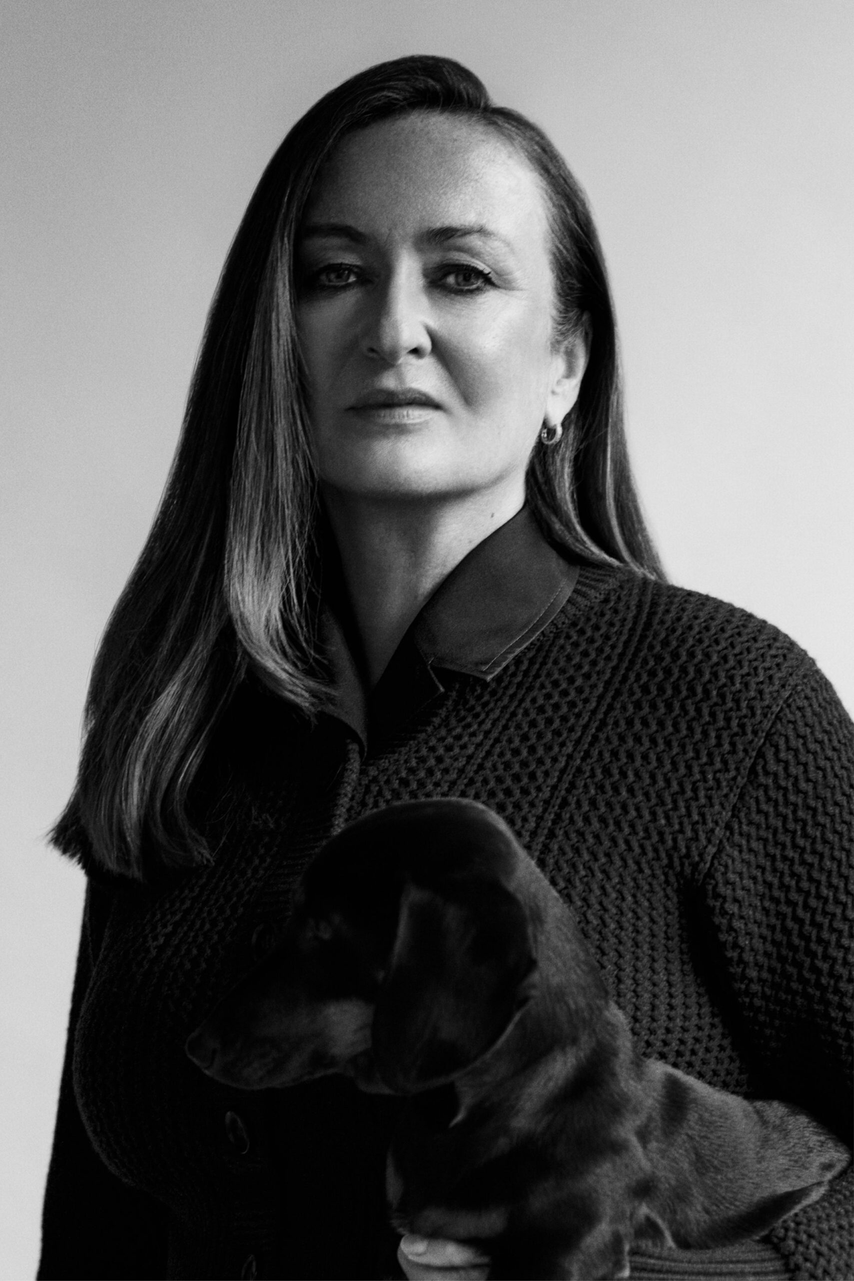 black fitted wool coat
