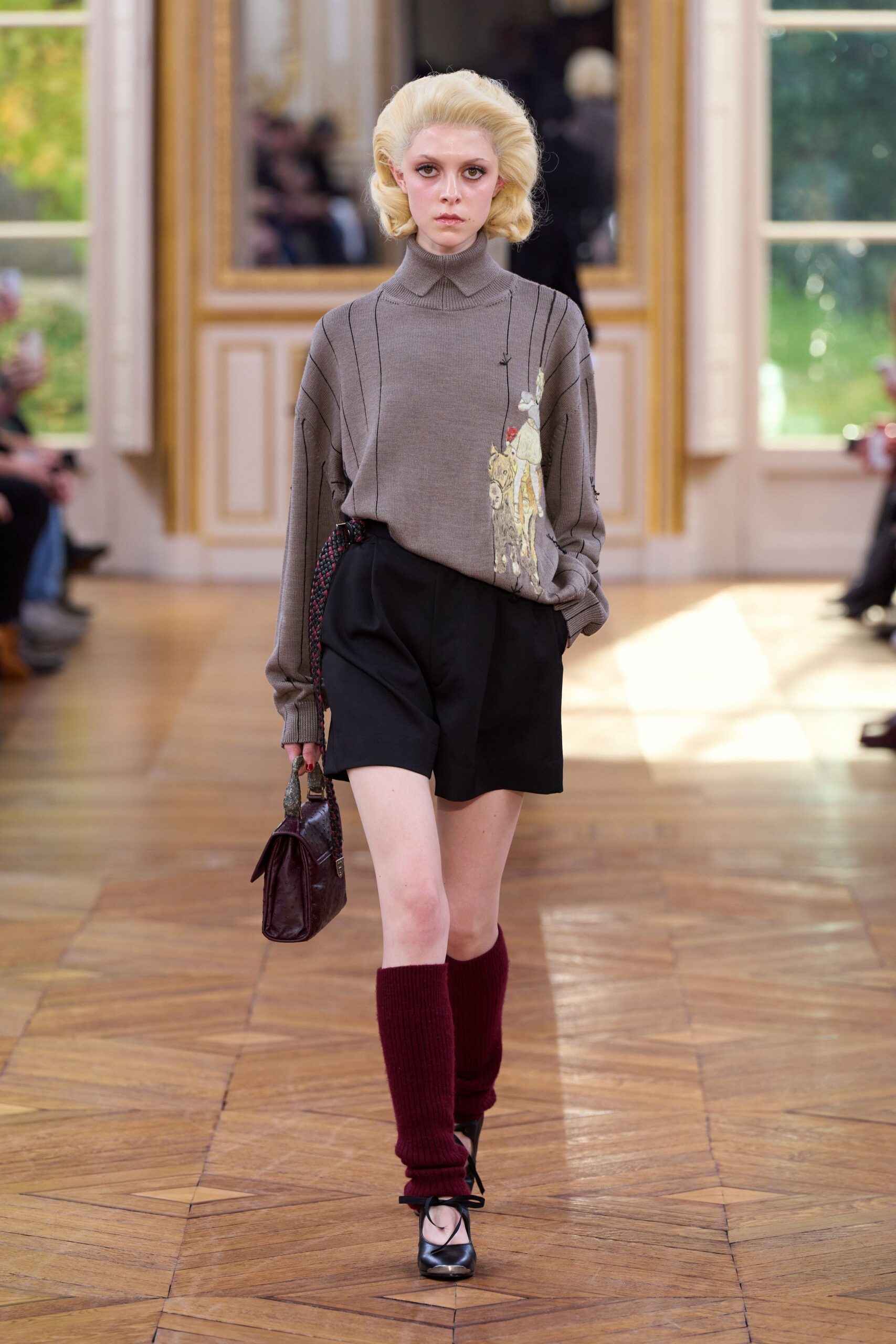 gray relaxed top with black shorts