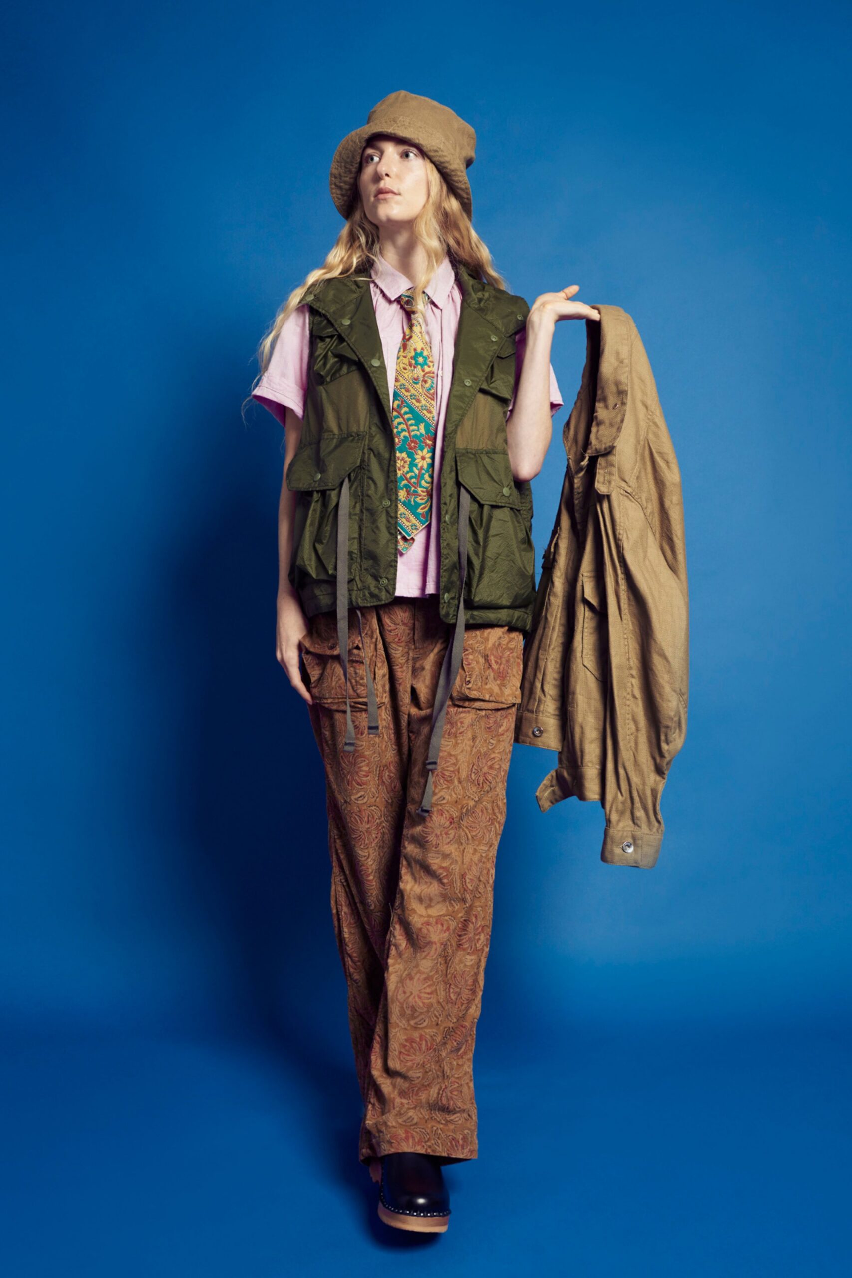 brown cotton relaxed flared pants