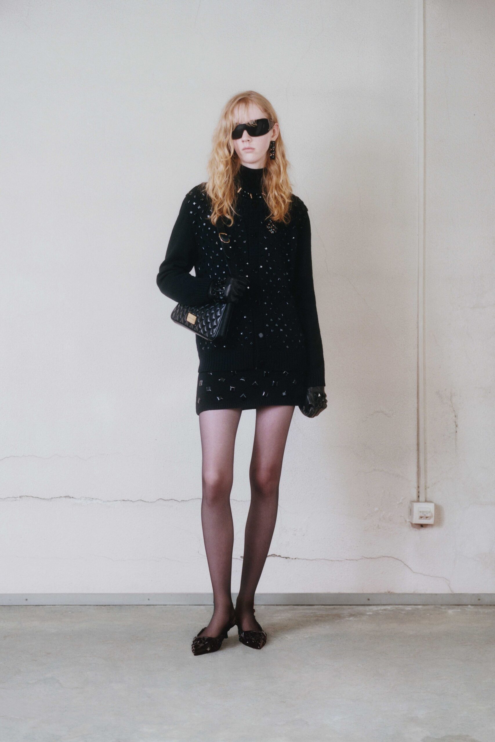 black fitted mini dress