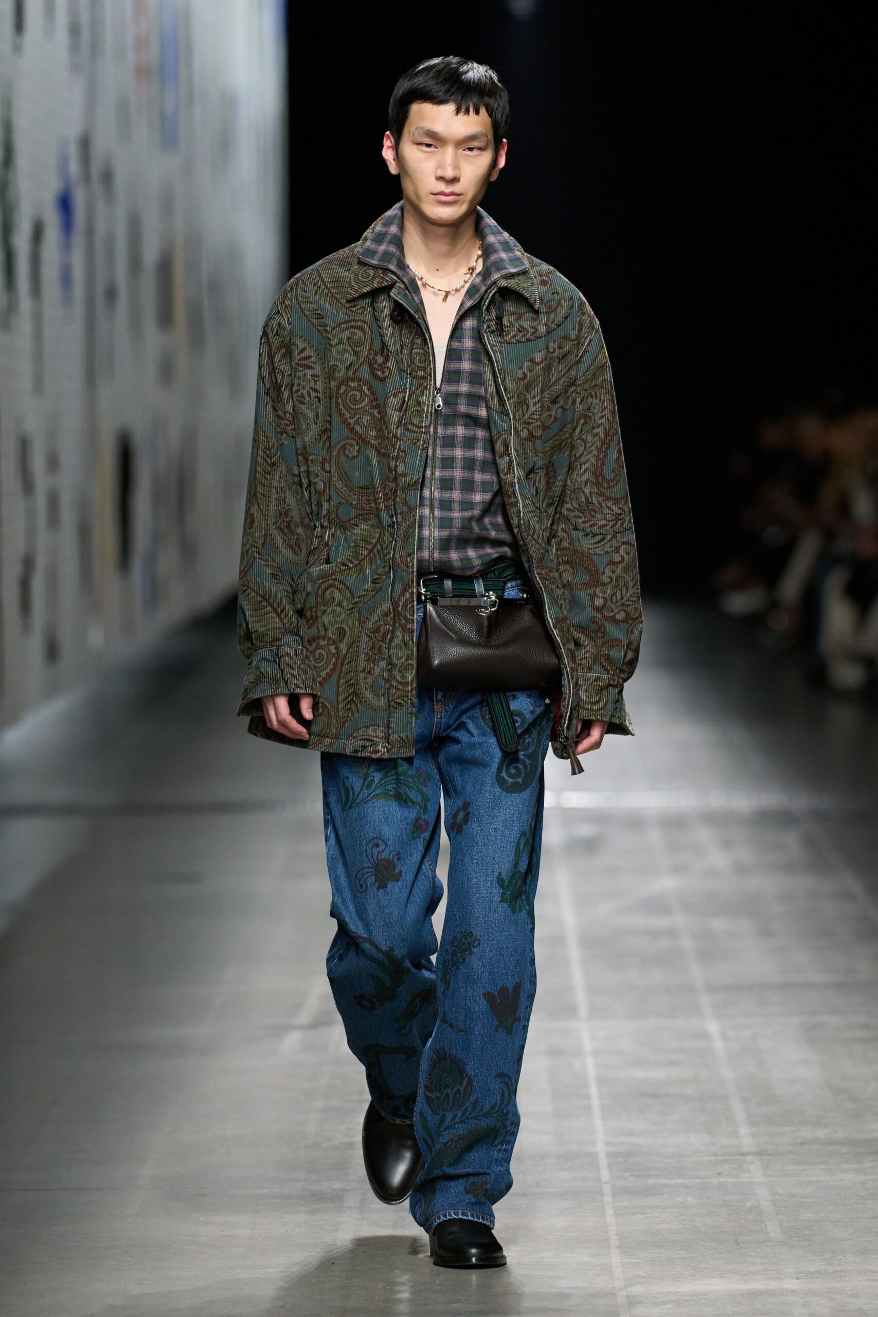 relaxed paisley jacket with checked shirt
