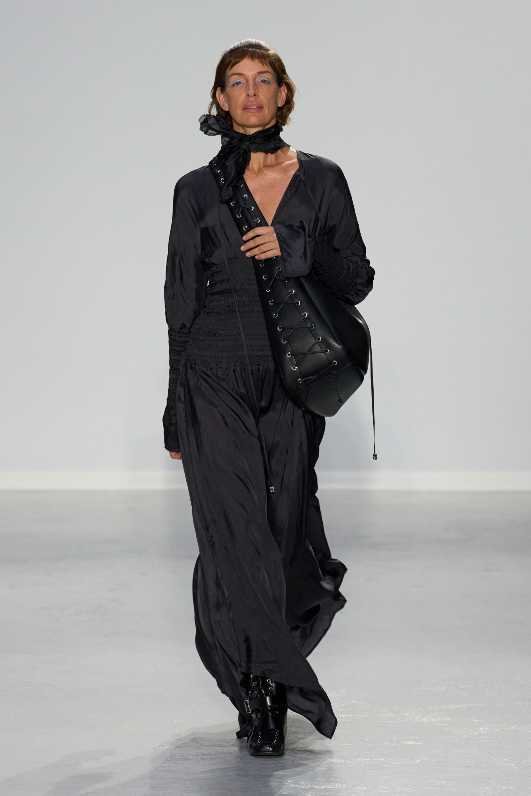 black silk pleated maxi dress