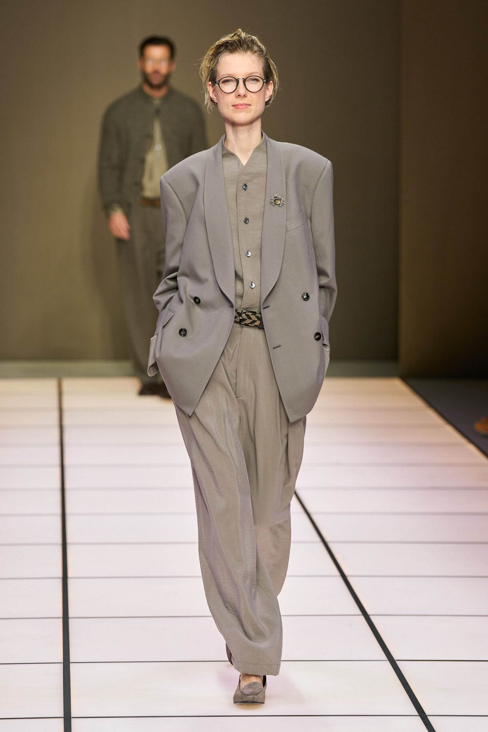 gray tailored suit with pants