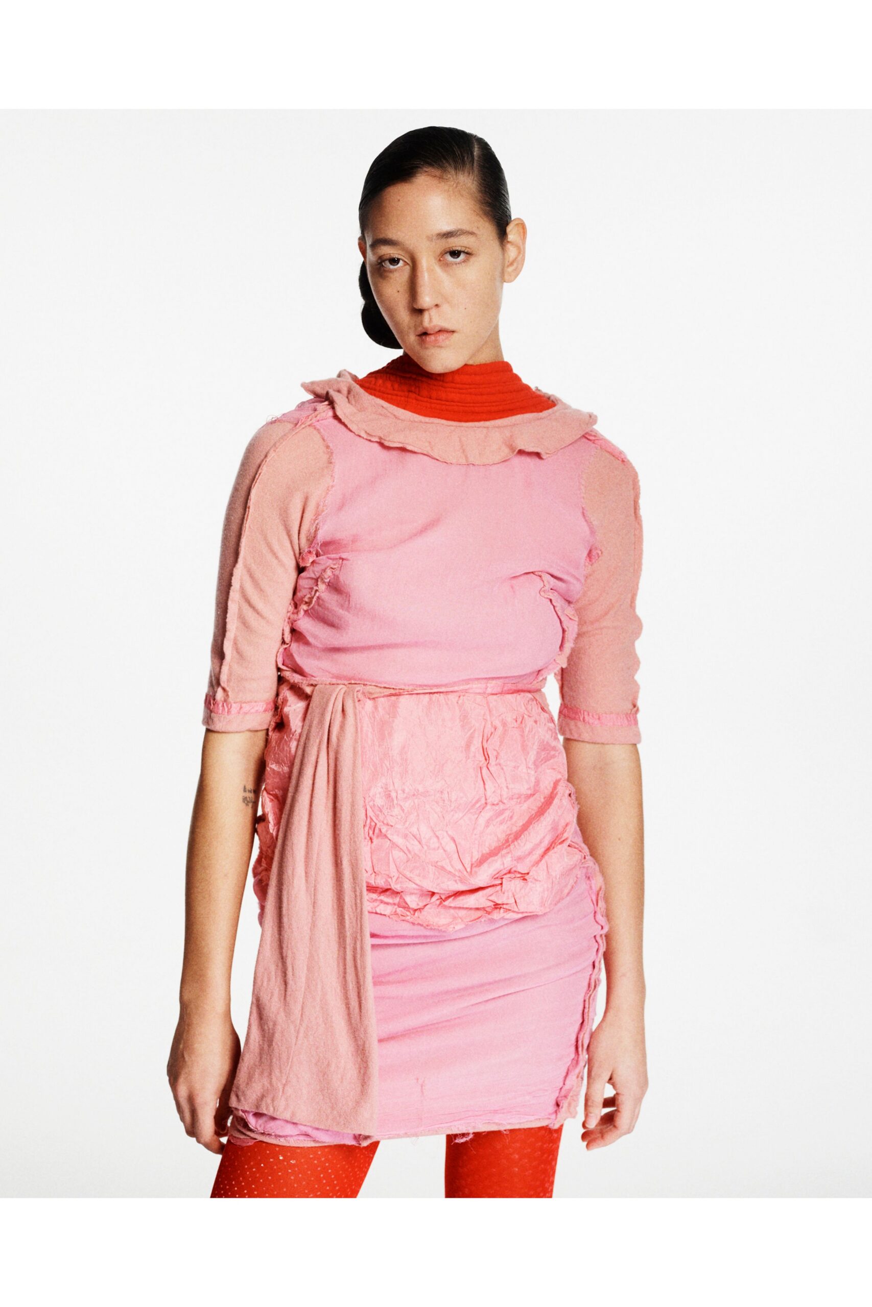 pink mini dress with ruffles