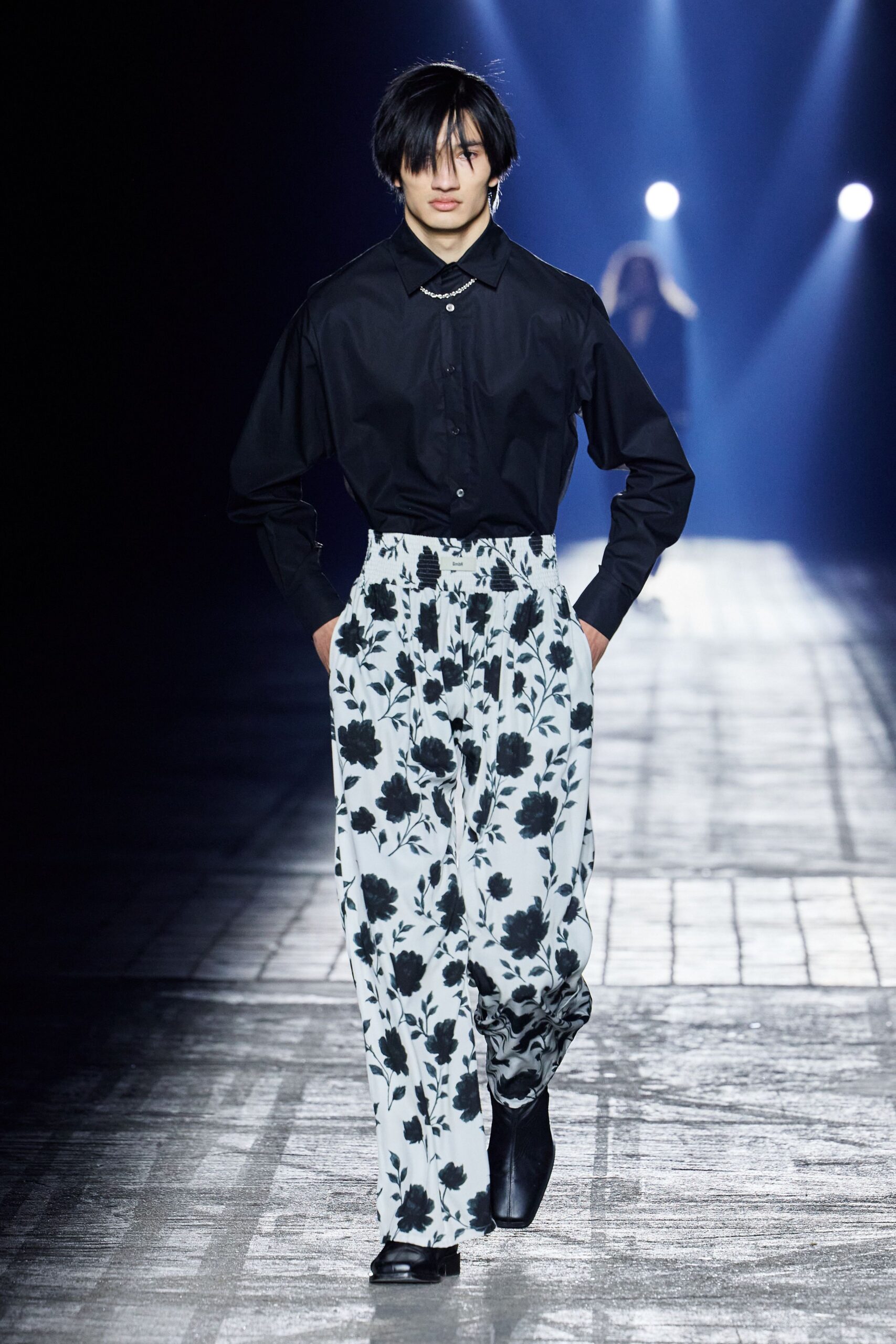 white relaxed flared printed pants