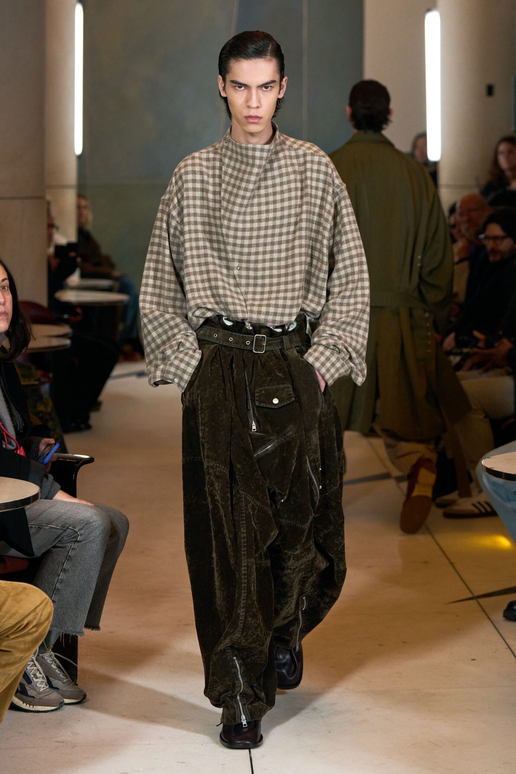 oversized checked shirt with cargo pants