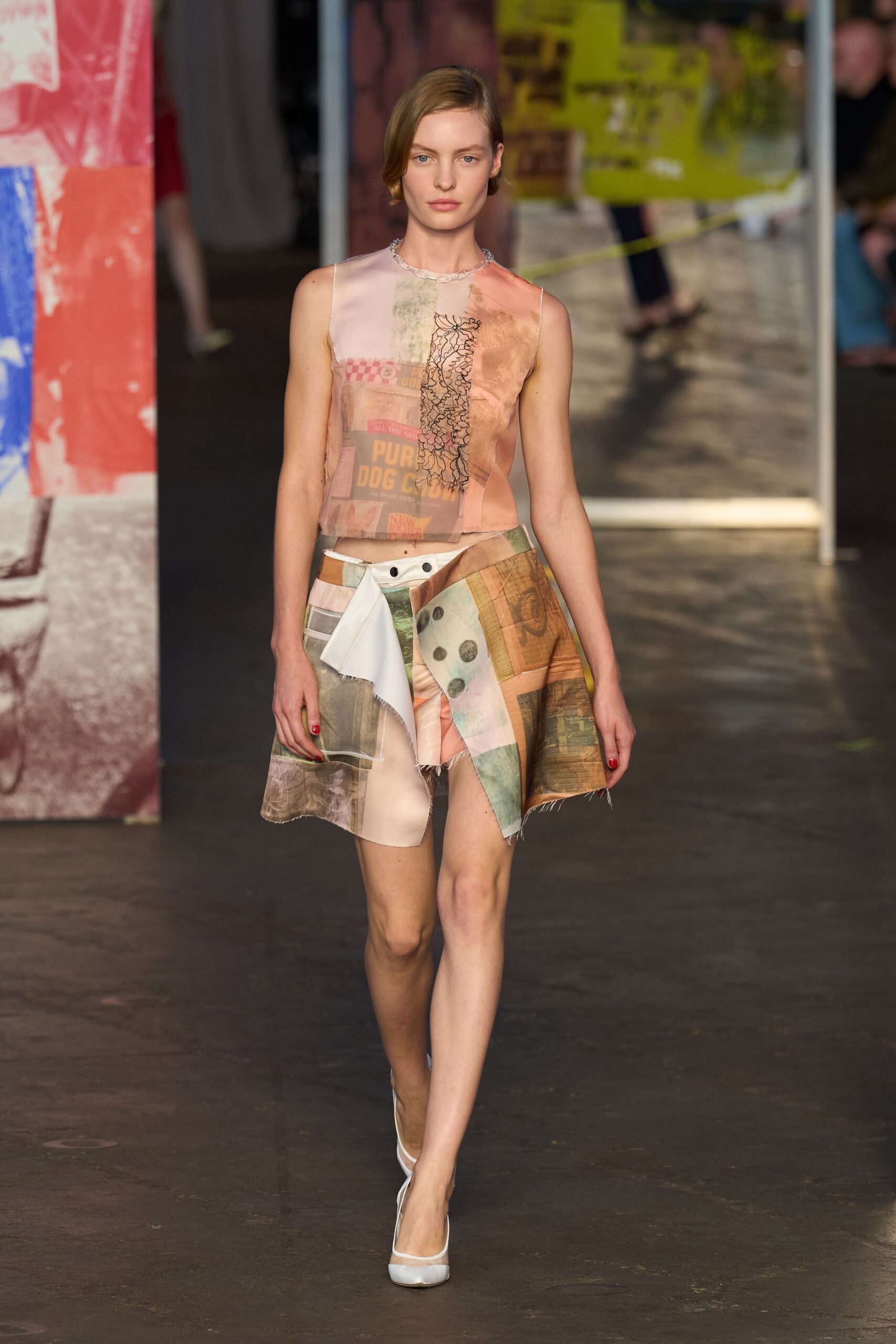 multi silk sleeveless v-neck fitted layered printed dress