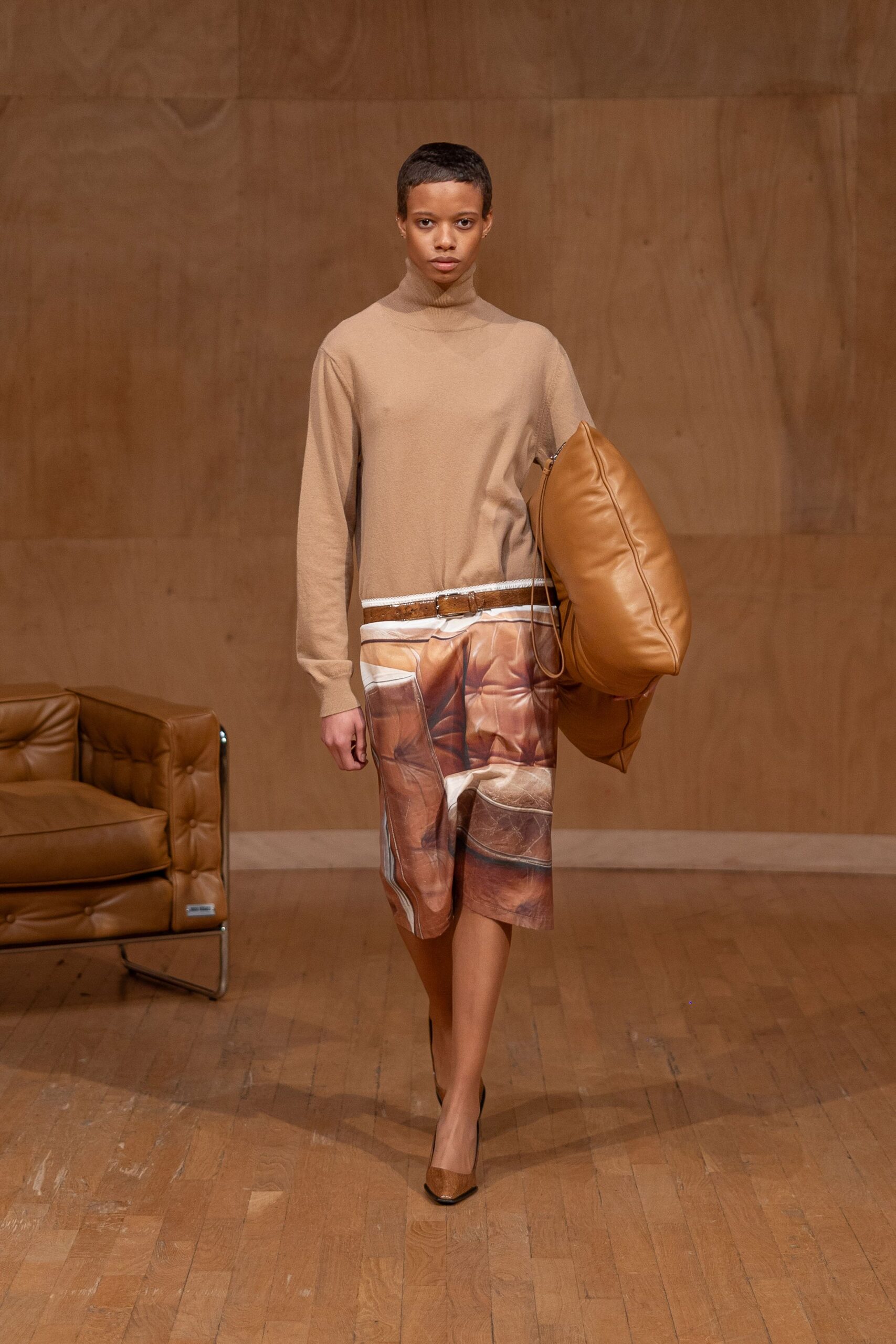 multi cotton fitted pleated midi skirt