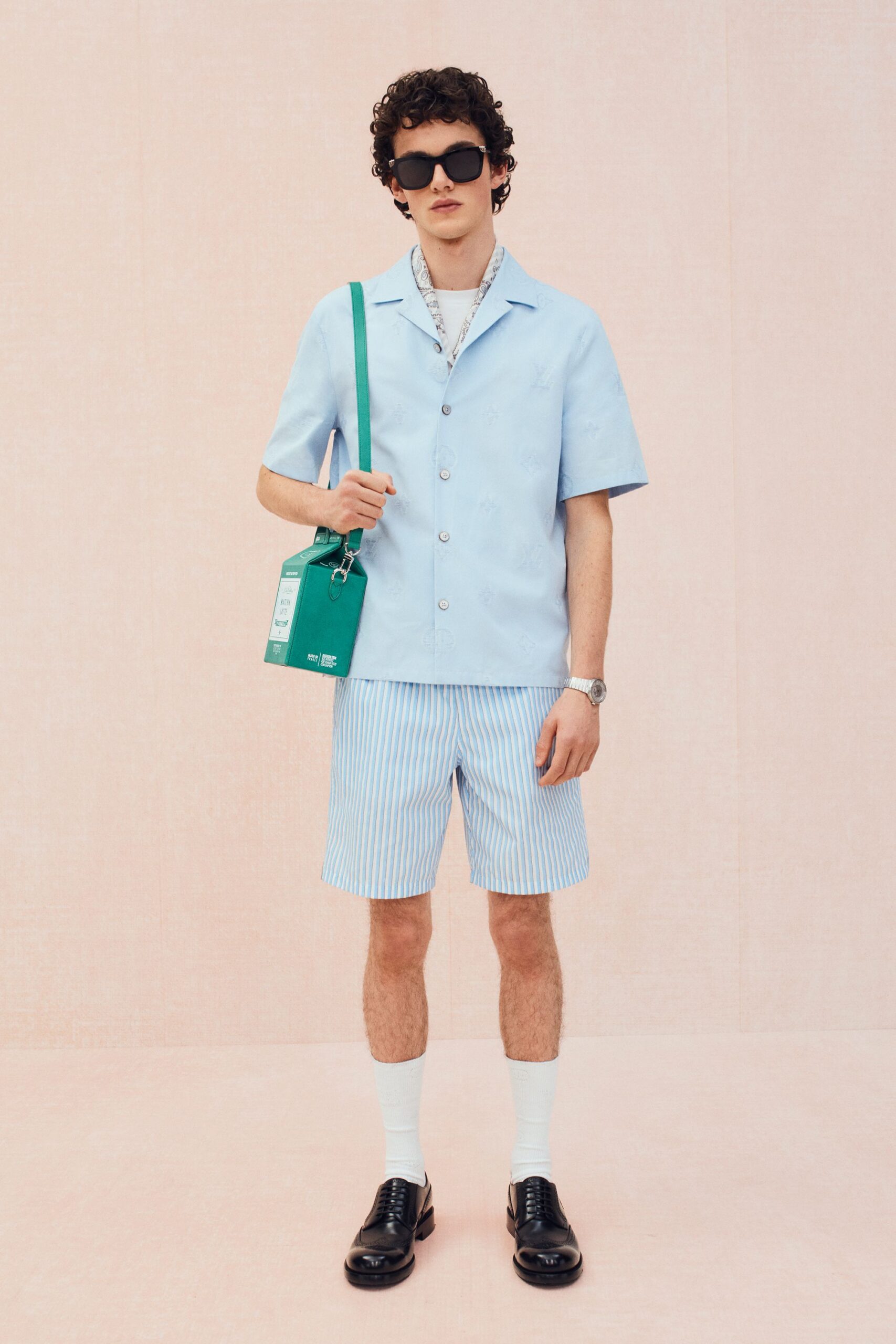 white cotton relaxed striped short shorts