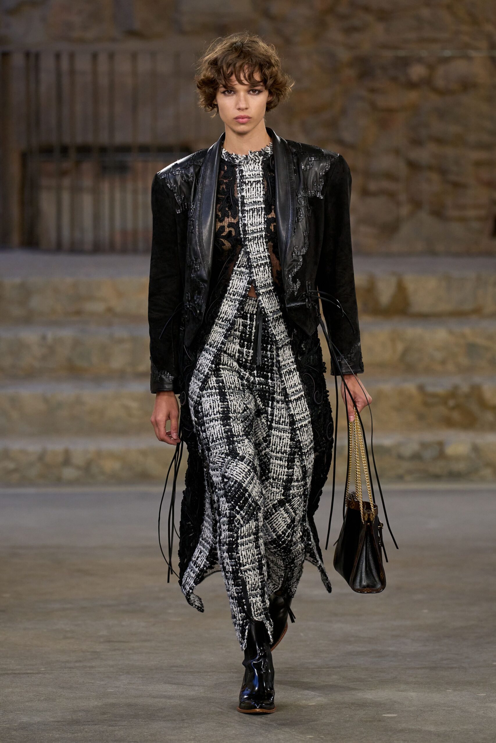 black and white printed midi dress